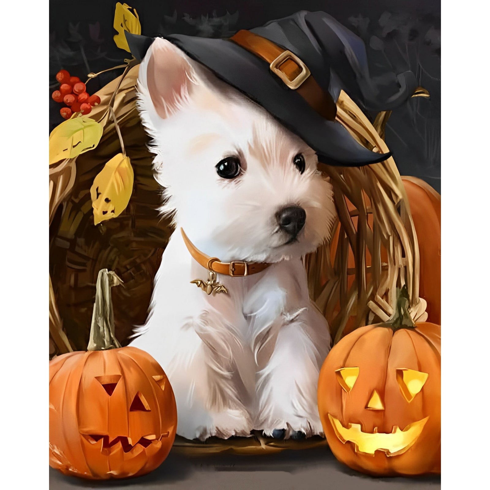 Puppies and Pumpkins | Diamond Painting Design - Full Drill Diamond Art with 5d Square or Round Diamonds - AB Drills Available