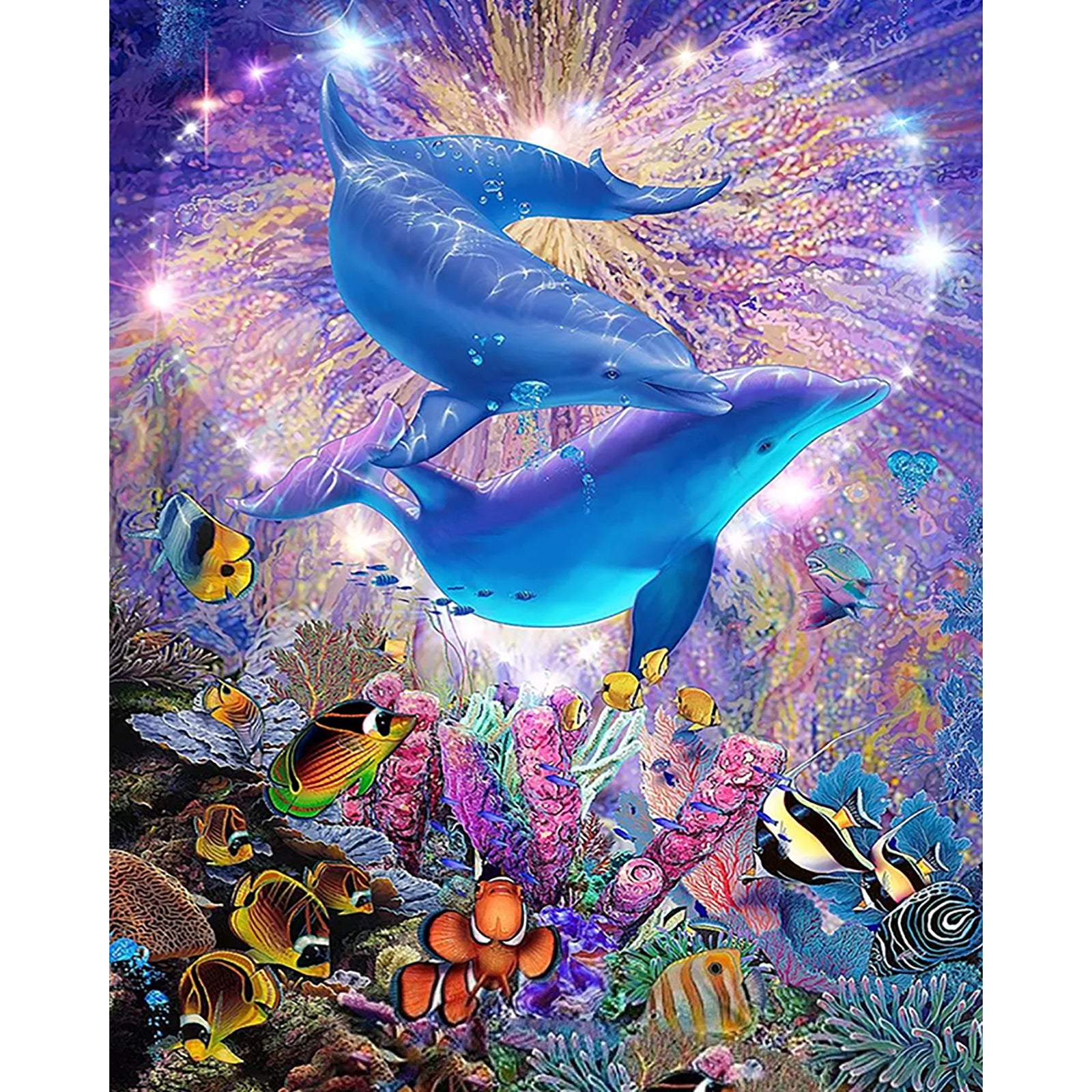 Dolphins and Friends | Diamond Painting Design - Full Drill Diamond Art with 5d Square or Round Diamonds - AB Drills Available