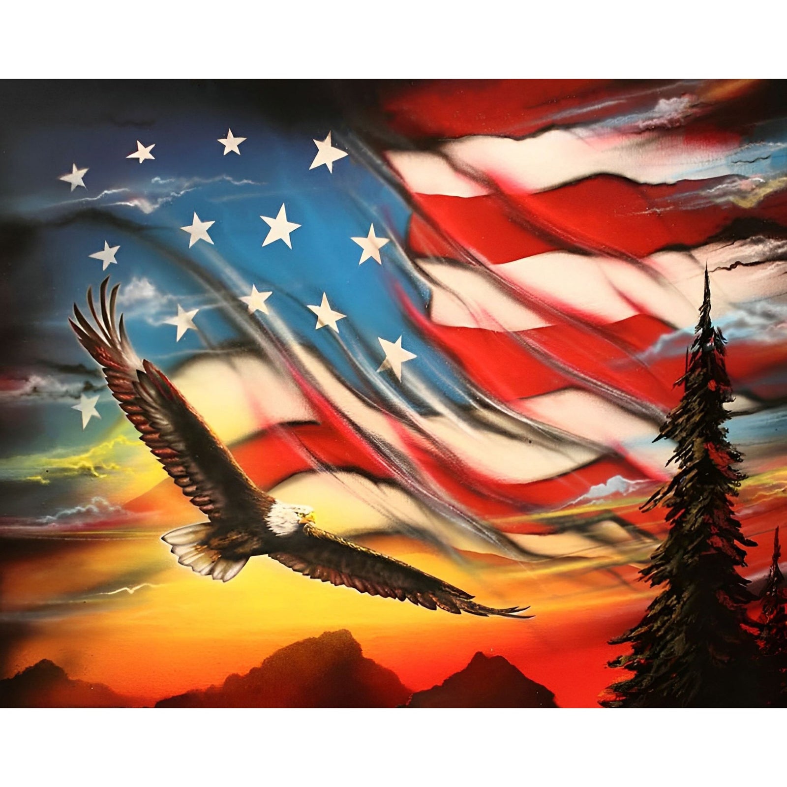 Eagle and American Flag | Diamond Painting Design - Full Drill Diamond Art with 5d Square or Round Diamonds - AB Drills Available