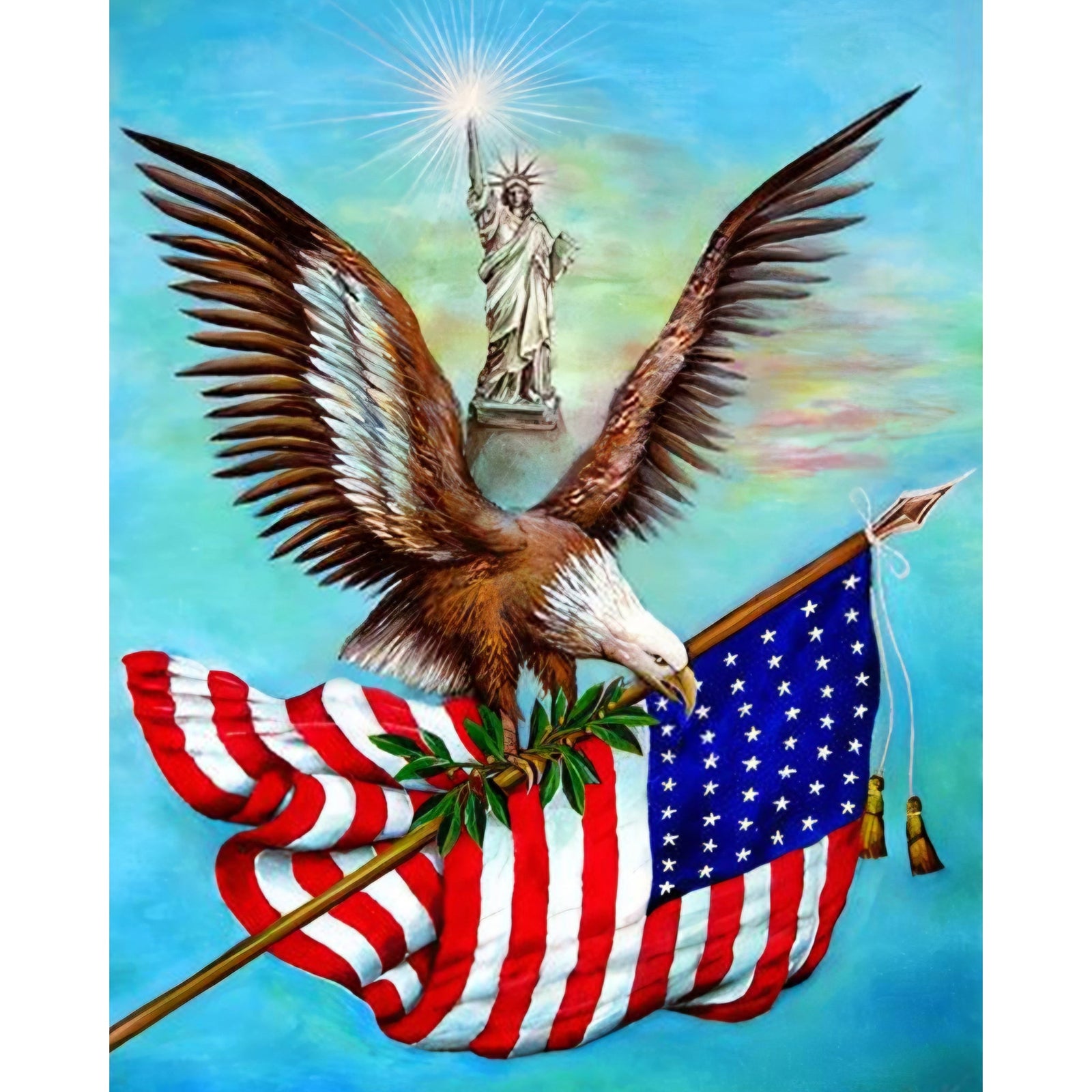 American Flag and Eagle | Diamond Painting Design - Full Drill Diamond Art with 5d Square or Round Diamonds - AB Drills Available