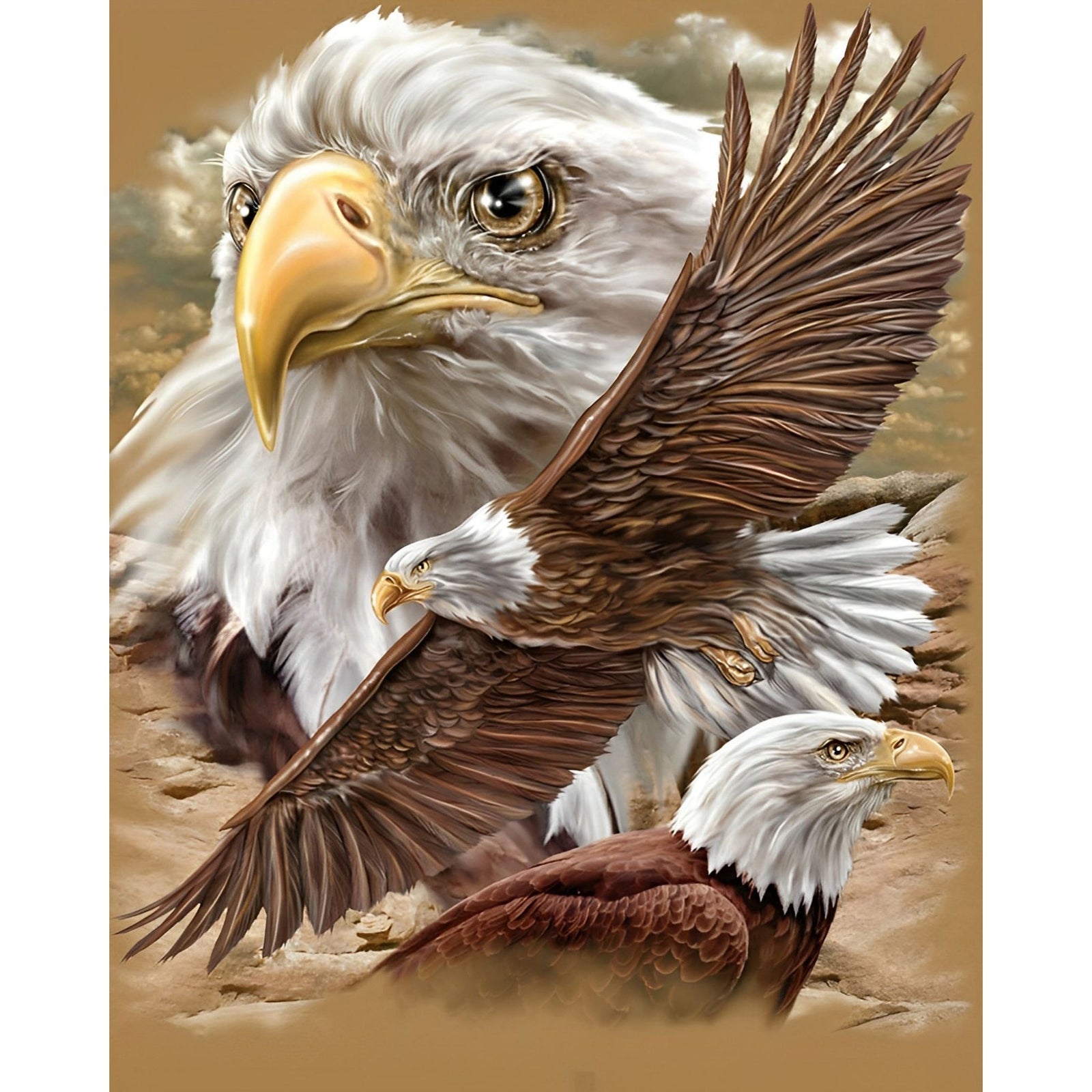 Eagle Soaring | Diamond Painting Design - Full Drill Diamond Art with 5d Square or Round Diamonds - AB Drills Available