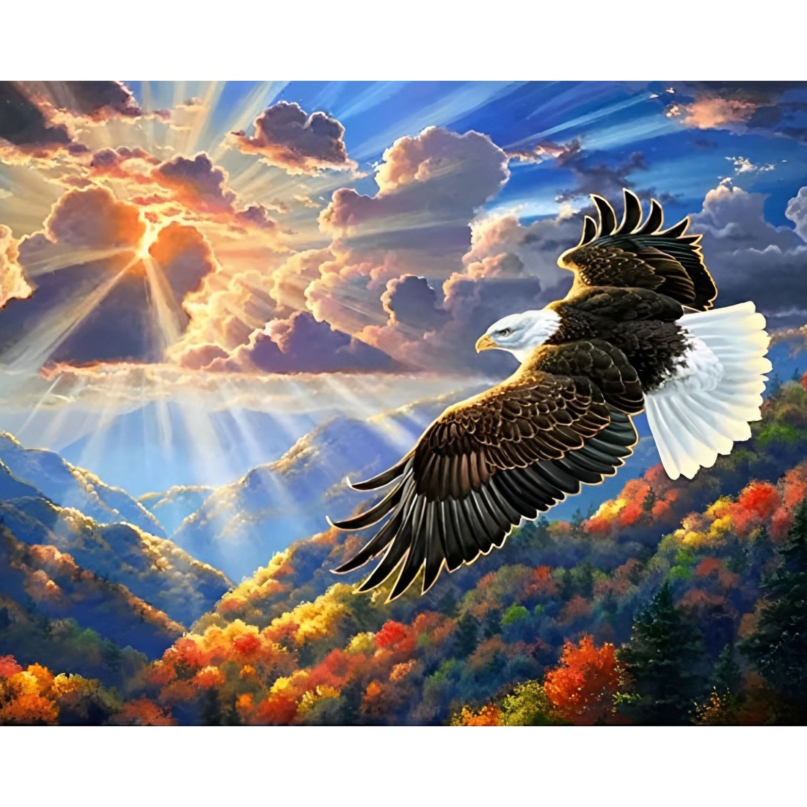 Eagle Sky Sunlight | Diamond Painting Design - Full Drill Diamond Art with 5d Square or Round Diamonds - AB Drills Available