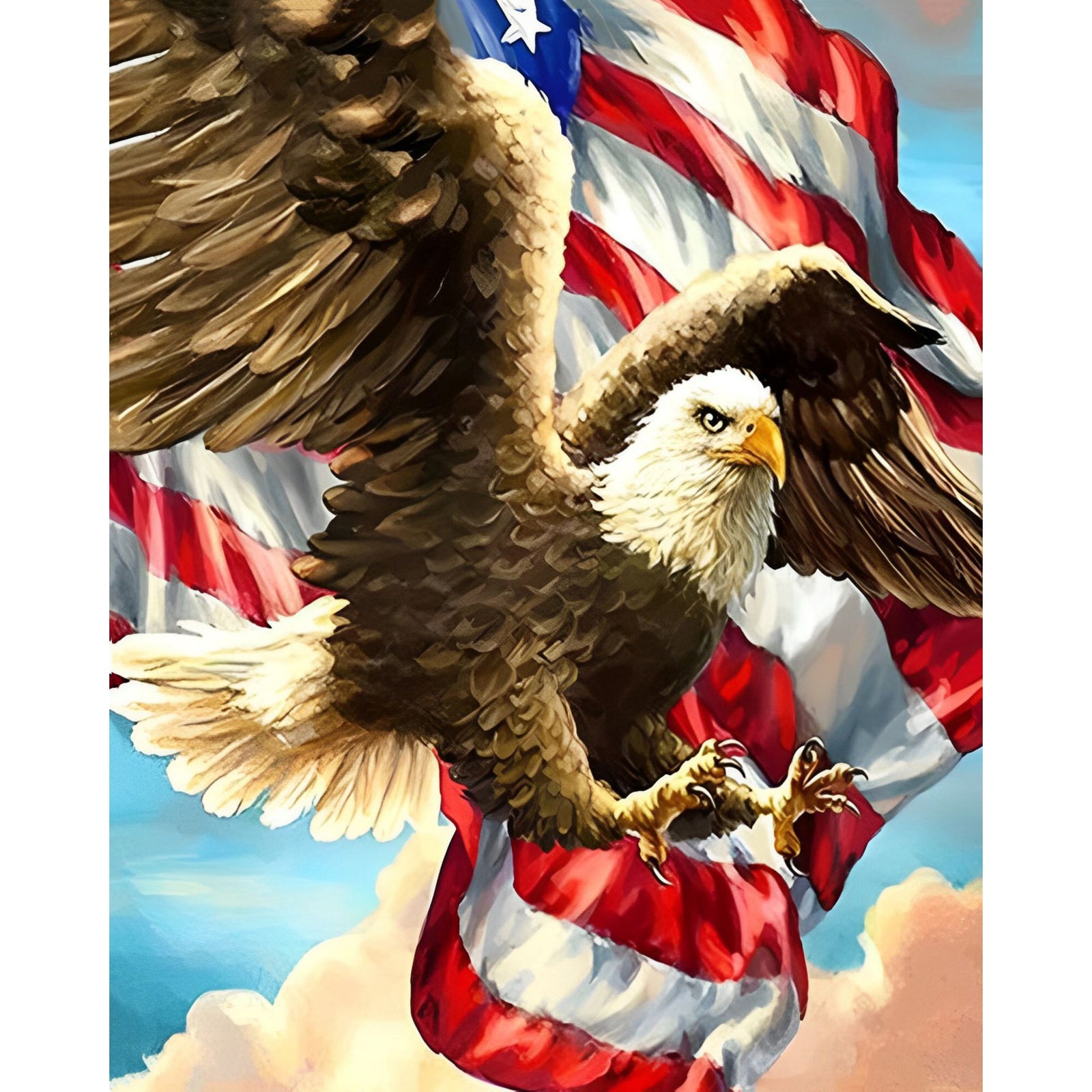 Flag and Eagle in Motion | Diamond Painting Design - Full Drill Diamond Art with 5d Square or Round Diamonds - AB Drills Available