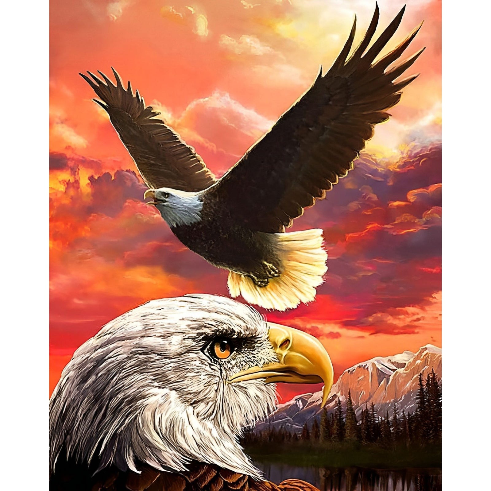 Flying Eagles | Diamond Painting Design - Full Drill Diamond Art with 5d Square or Round Diamonds - AB Drills Available