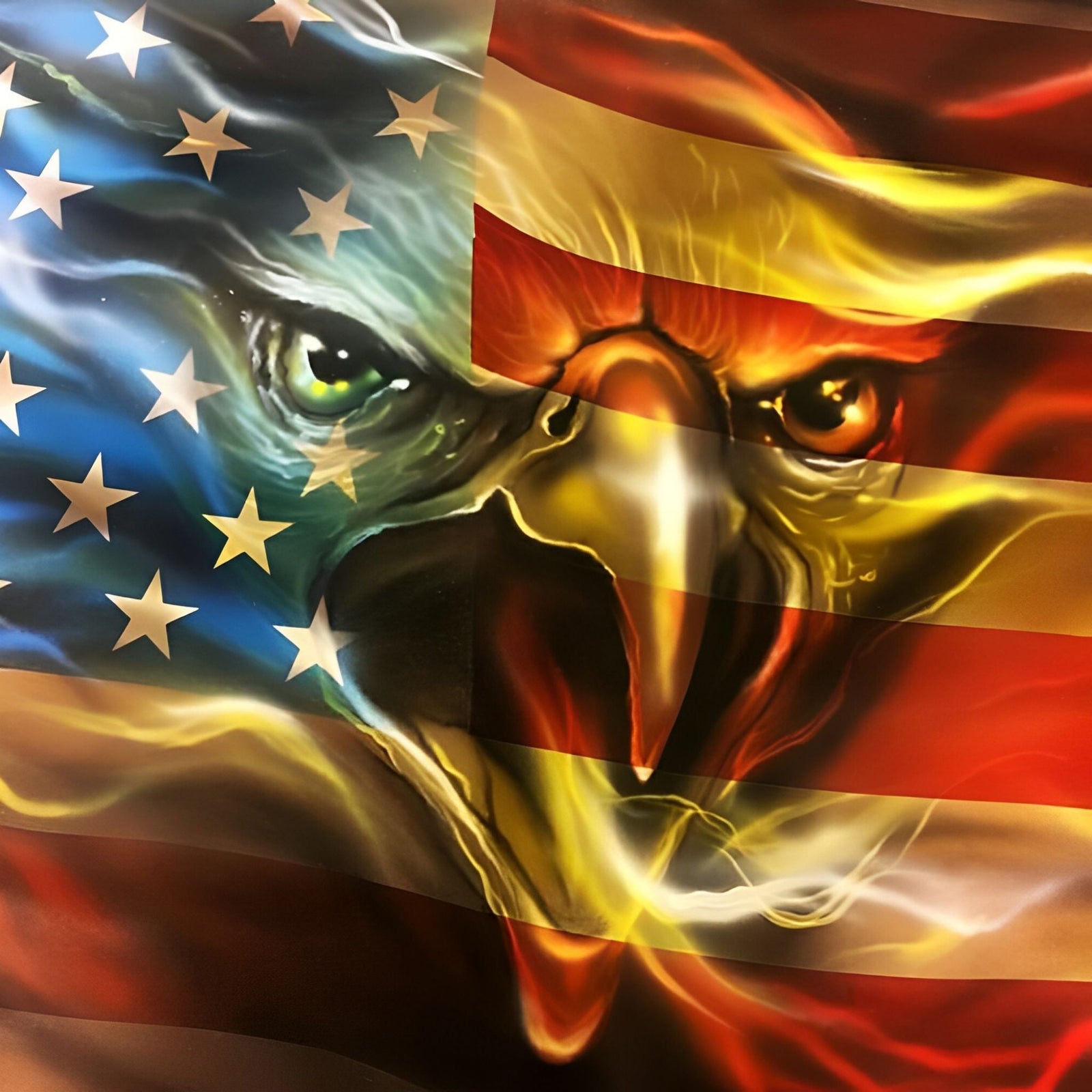 Yellow Light Eagle American Flag | Diamond Painting Design - Full Drill Diamond Art with 5d Square or Round Diamonds - AB Drills Available