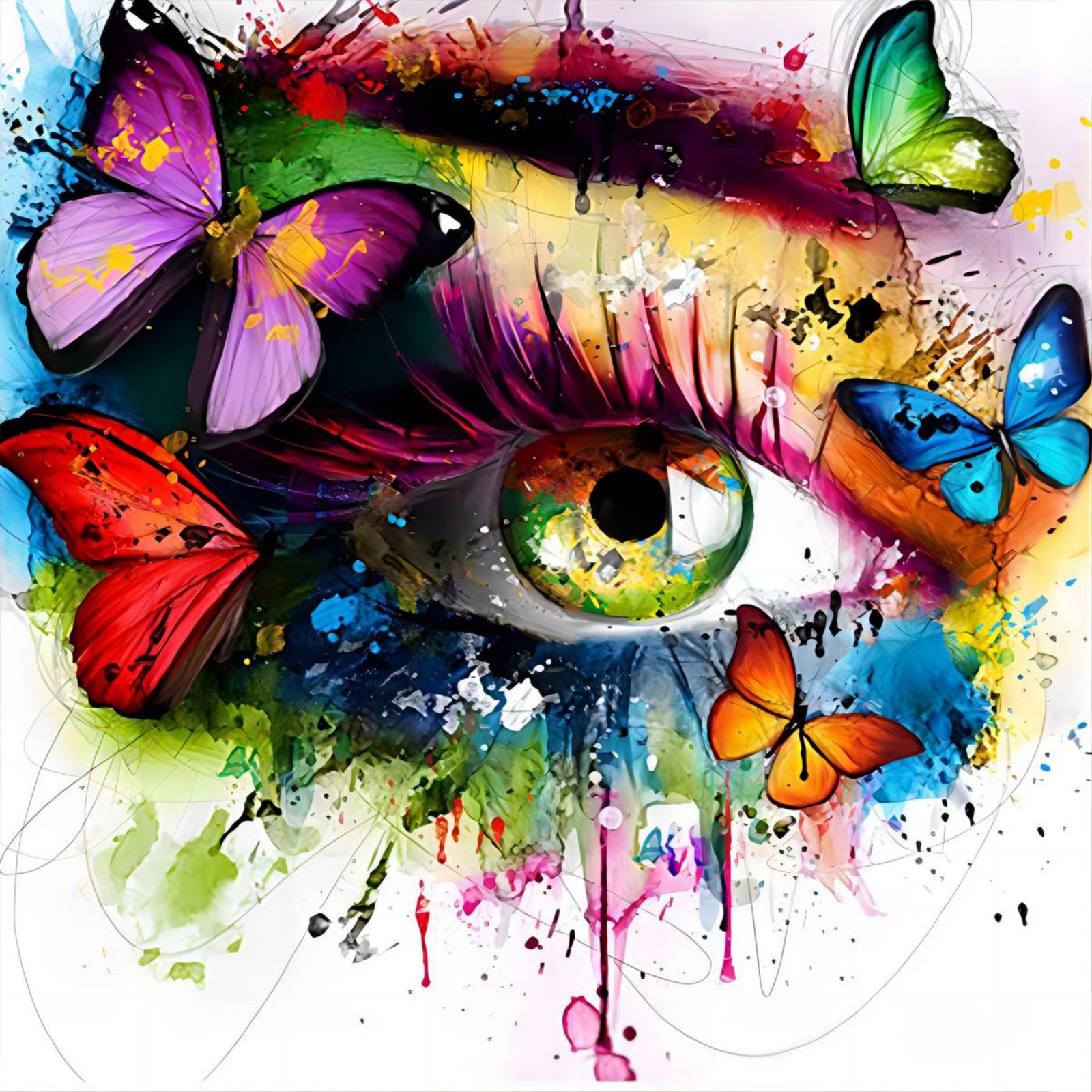 Colorful Eyes Butterfly | Diamond Painting Design - Full Drill Diamond Art with 5d Square or Round Diamonds - AB Drills Available