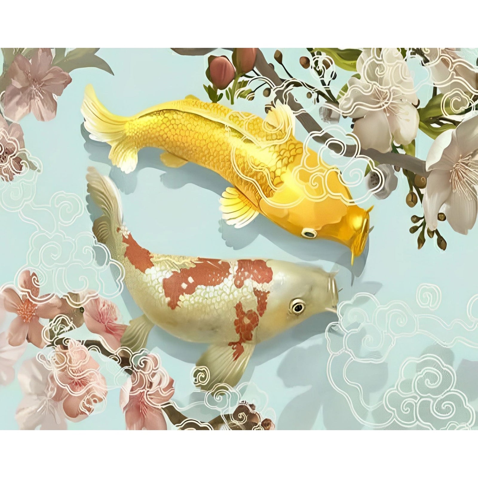 Two Japanese Koi | Diamond Painting Design - Full Drill Diamond Art with 5d Square or Round Diamonds - AB Drills Available