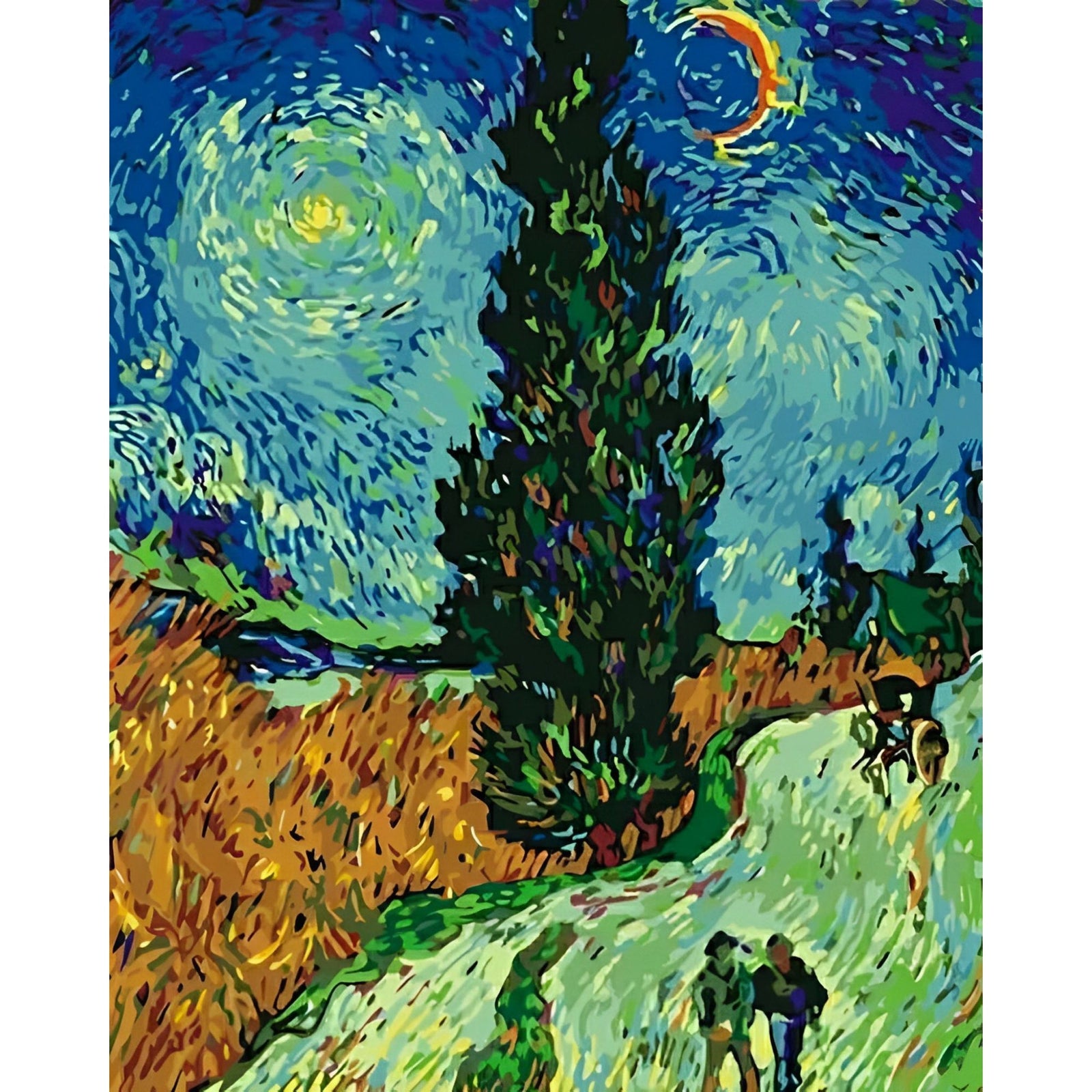 Road with Cypresses | Van Gogh | Diamond Painting Design - Full Drill Diamond Art with 5d Square or Round Diamonds - AB Drills Available