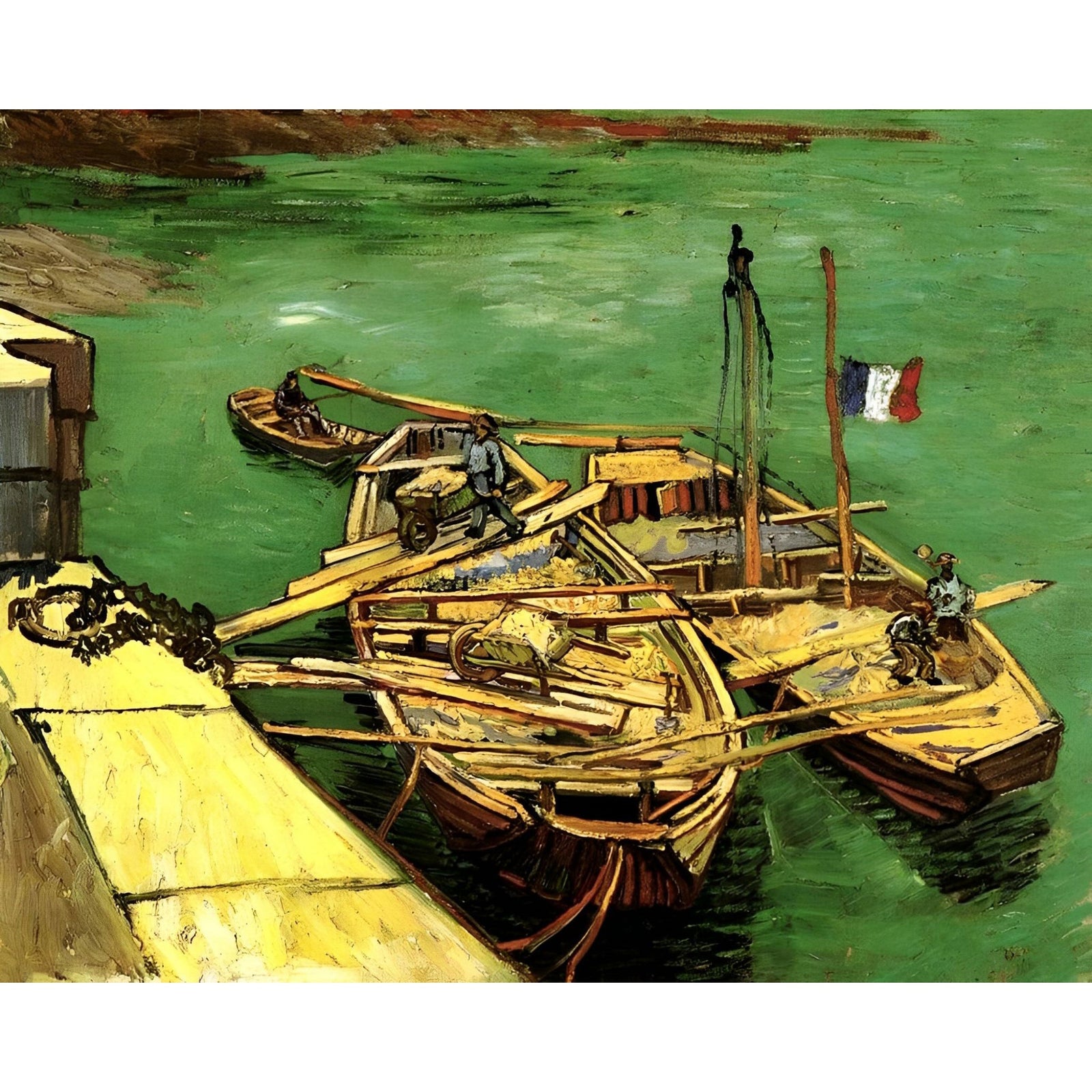 Barges on the Rhone River - Vincent van Gogh | Diamond Painting Design - Full Drill Diamond Art with 5d Square or Round Diamonds - AB Drills Available