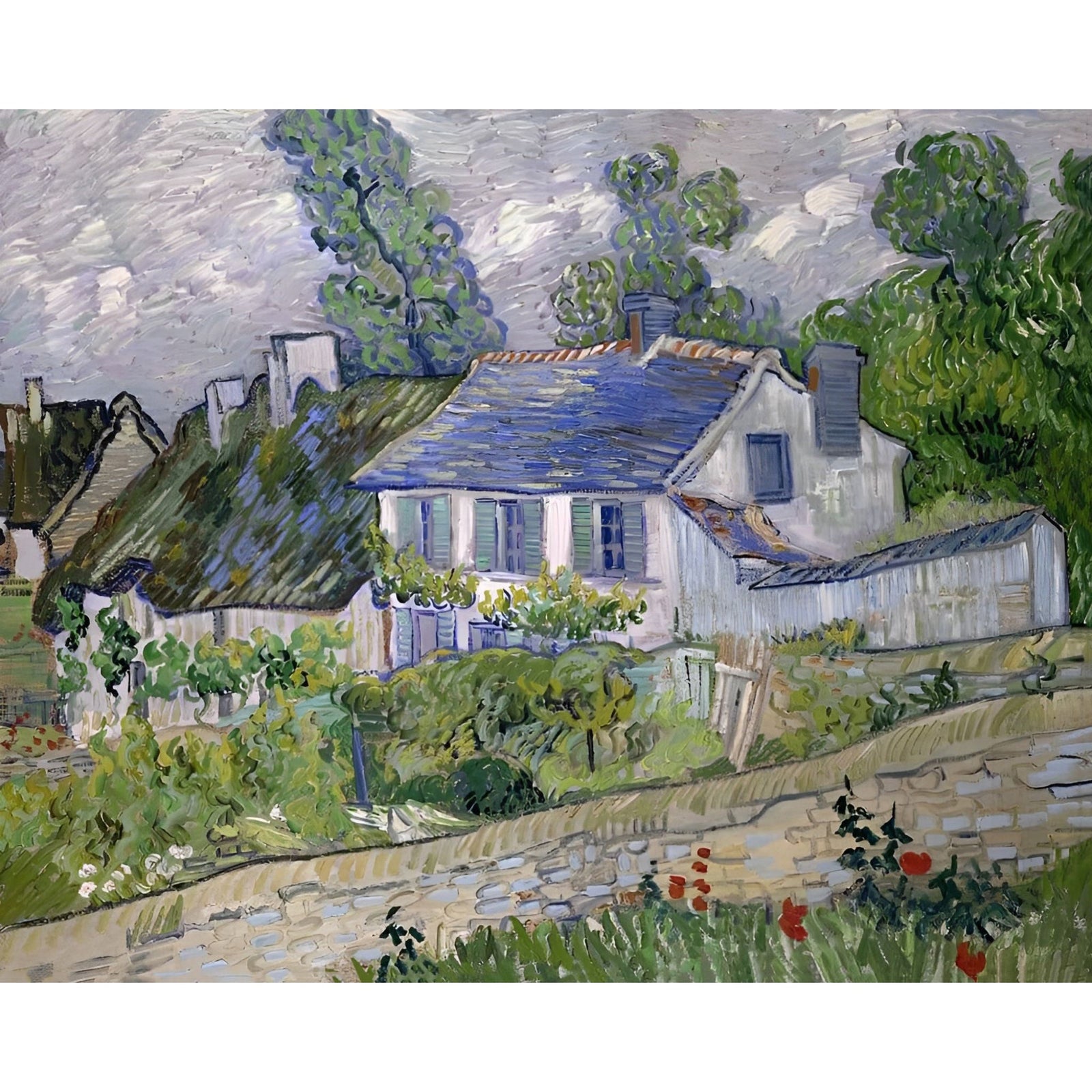 Houses at Auvers - Vincent Van Gogh | Diamond Painting Design - Full Drill Diamond Art with 5d Square or Round Diamonds - AB Drills Available