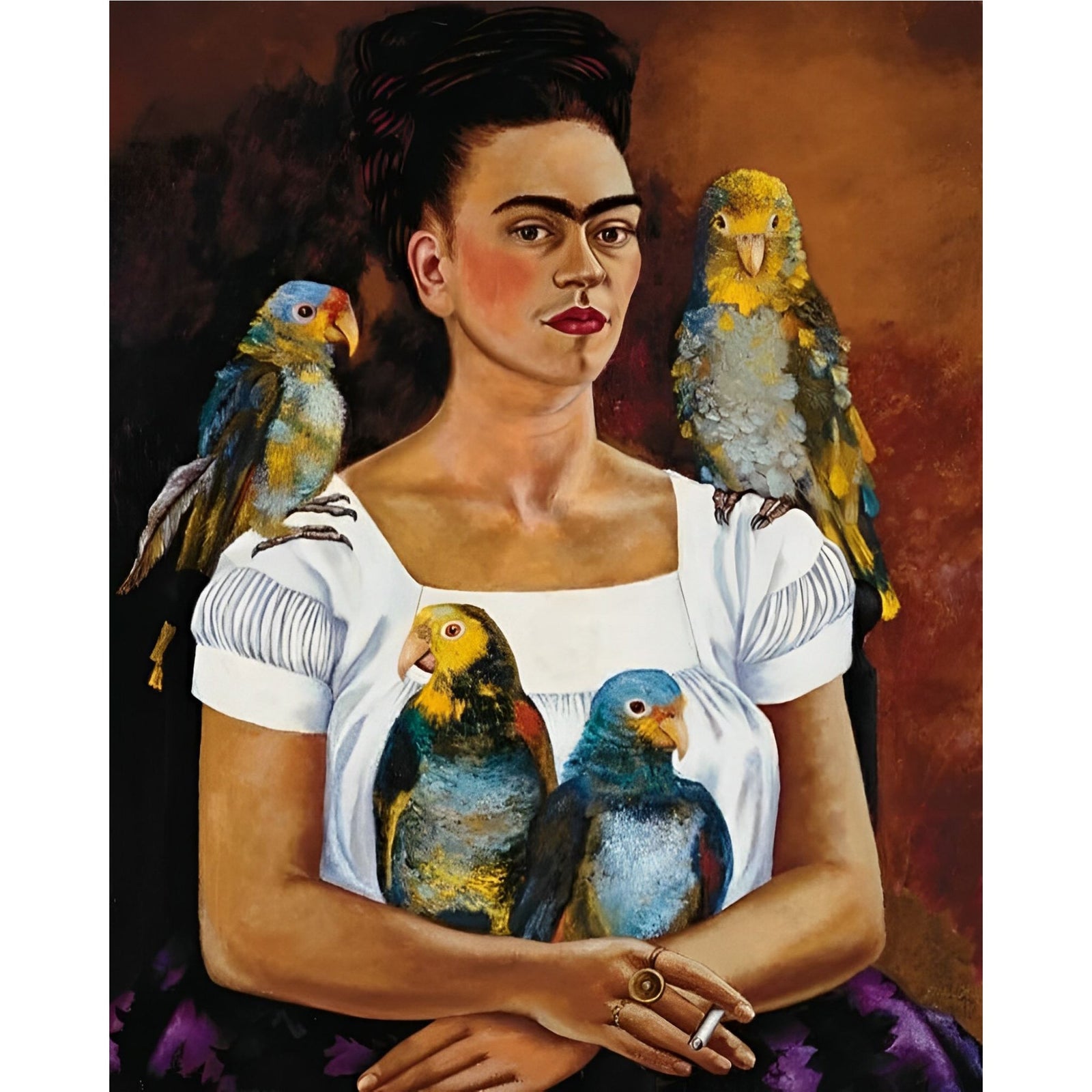 Me and My Parrot - Frida Kahlo | Diamond Painting Design - Full Drill Diamond Art with 5d Square or Round Diamonds - AB Drills Available