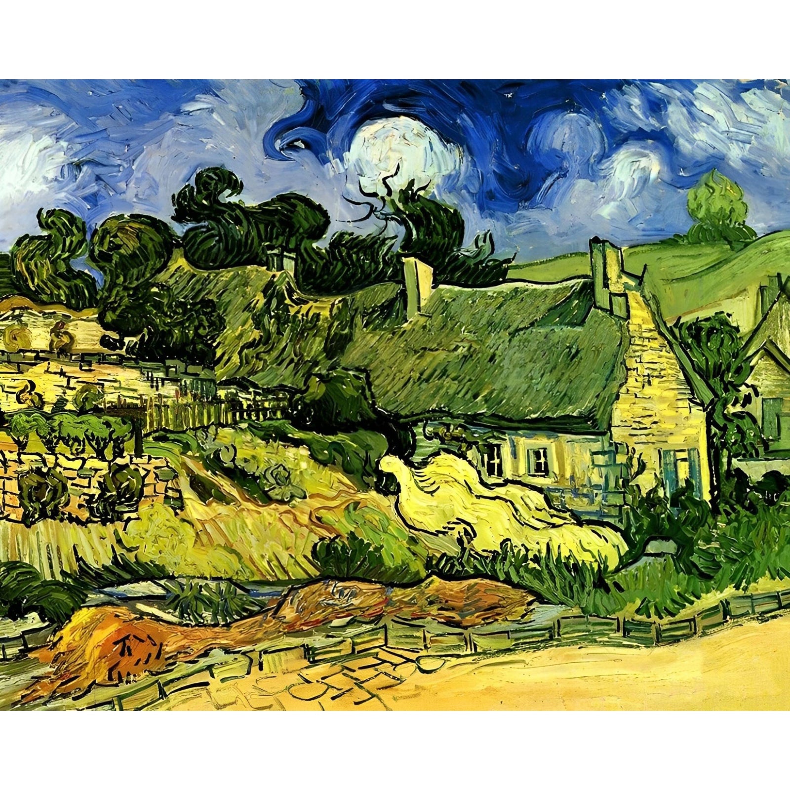 Thatched Cottages at Cordeville - Vincent van Gogh | Diamond Painting Design - Full Drill Diamond Art with 5d Square or Round Diamonds - AB Drills Available