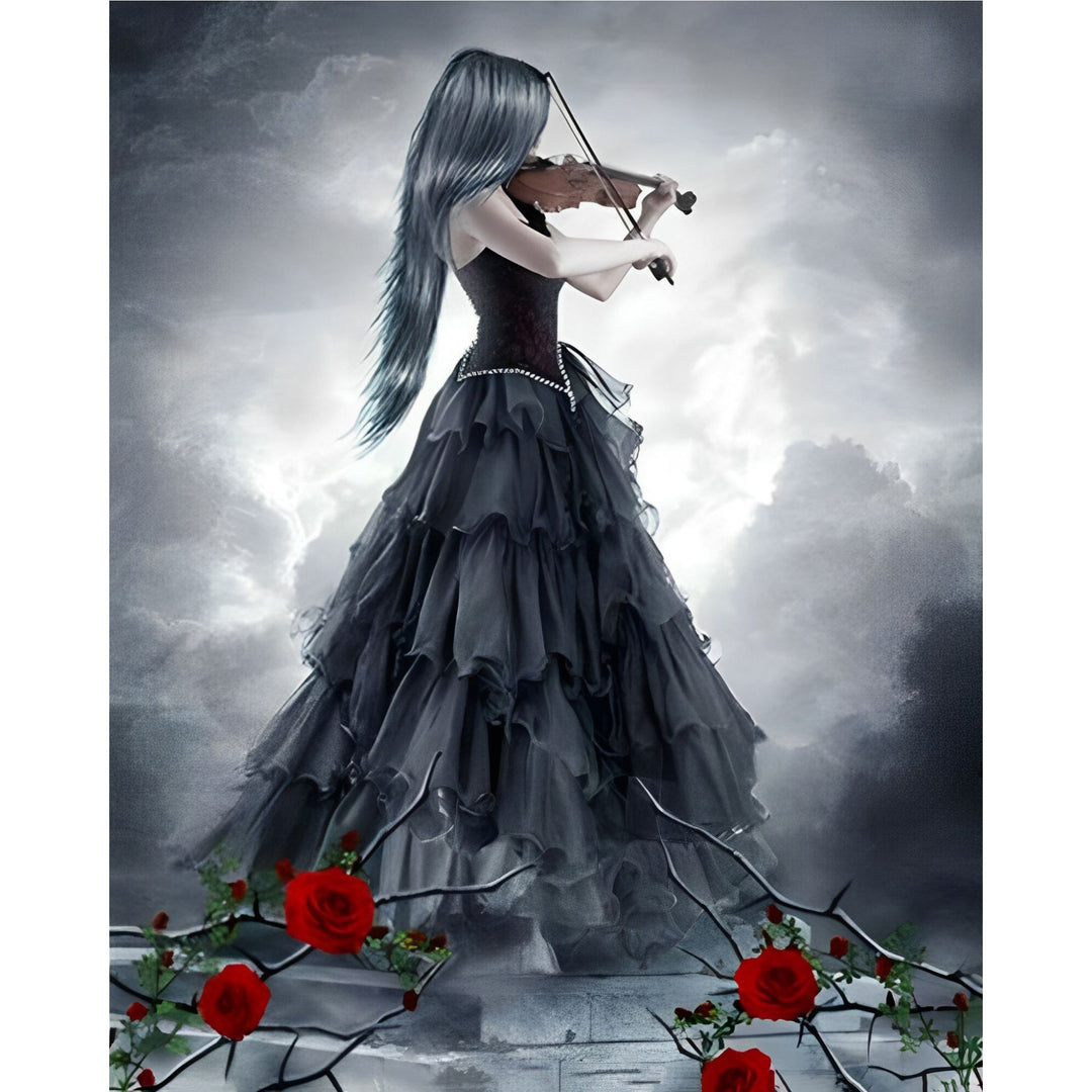 Beauty Holding The Violin | Diamond Painting