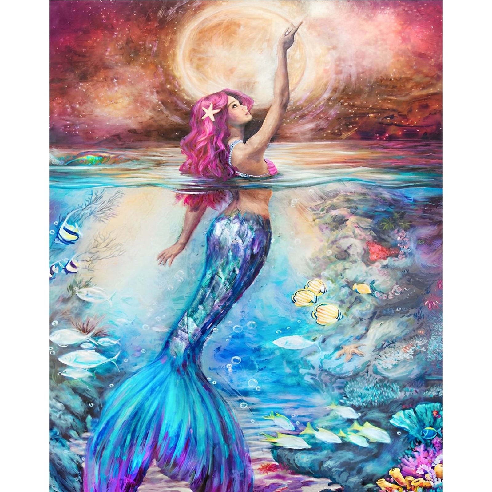 Fantasy Mermaid | Diamond Painting Design - Full Drill Diamond Art with 5d Square or Round Diamonds - AB Drills Available