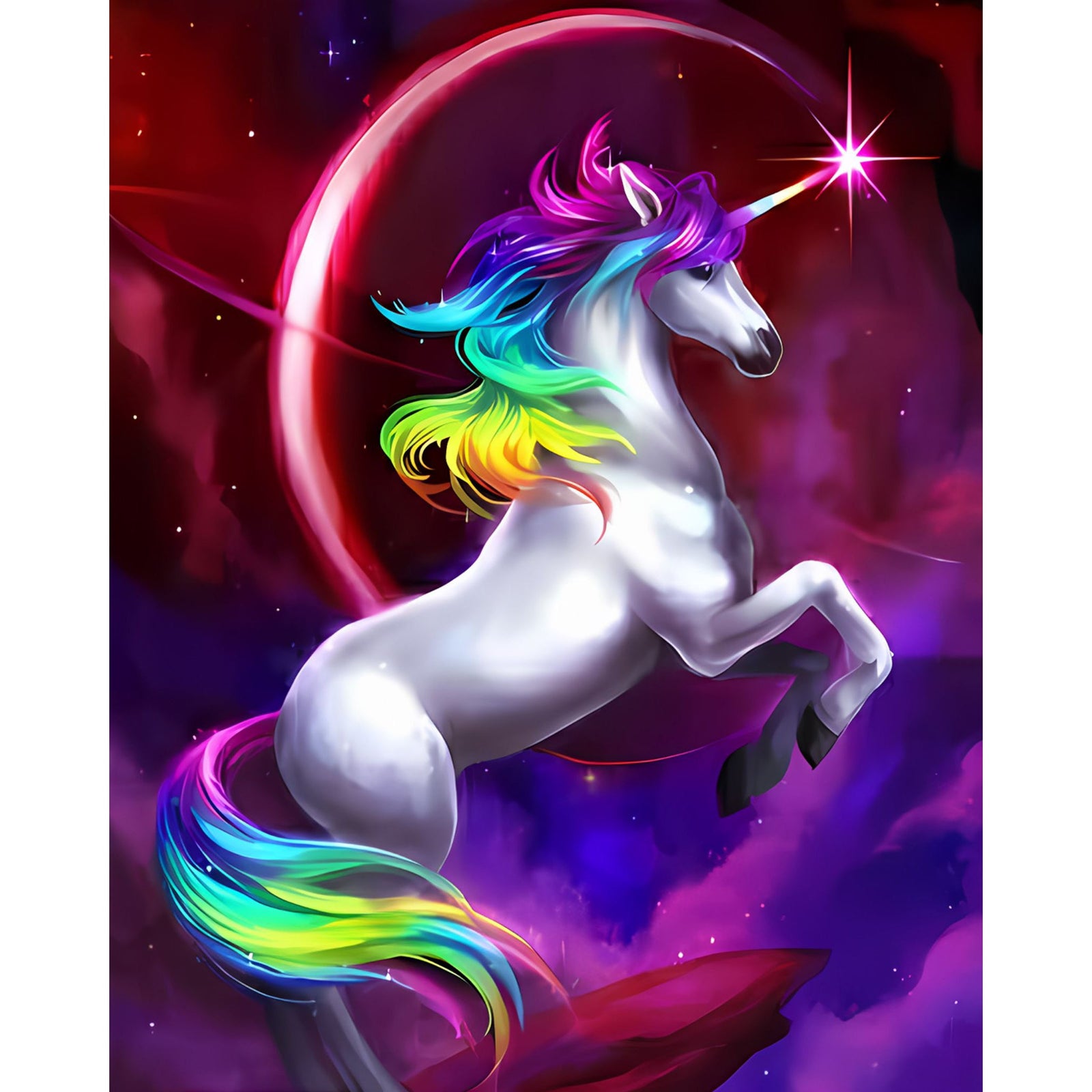 Rainbow Unicorn | Diamond Painting Design - Full Drill Diamond Art with 5d Square or Round Diamonds - AB Drills Available