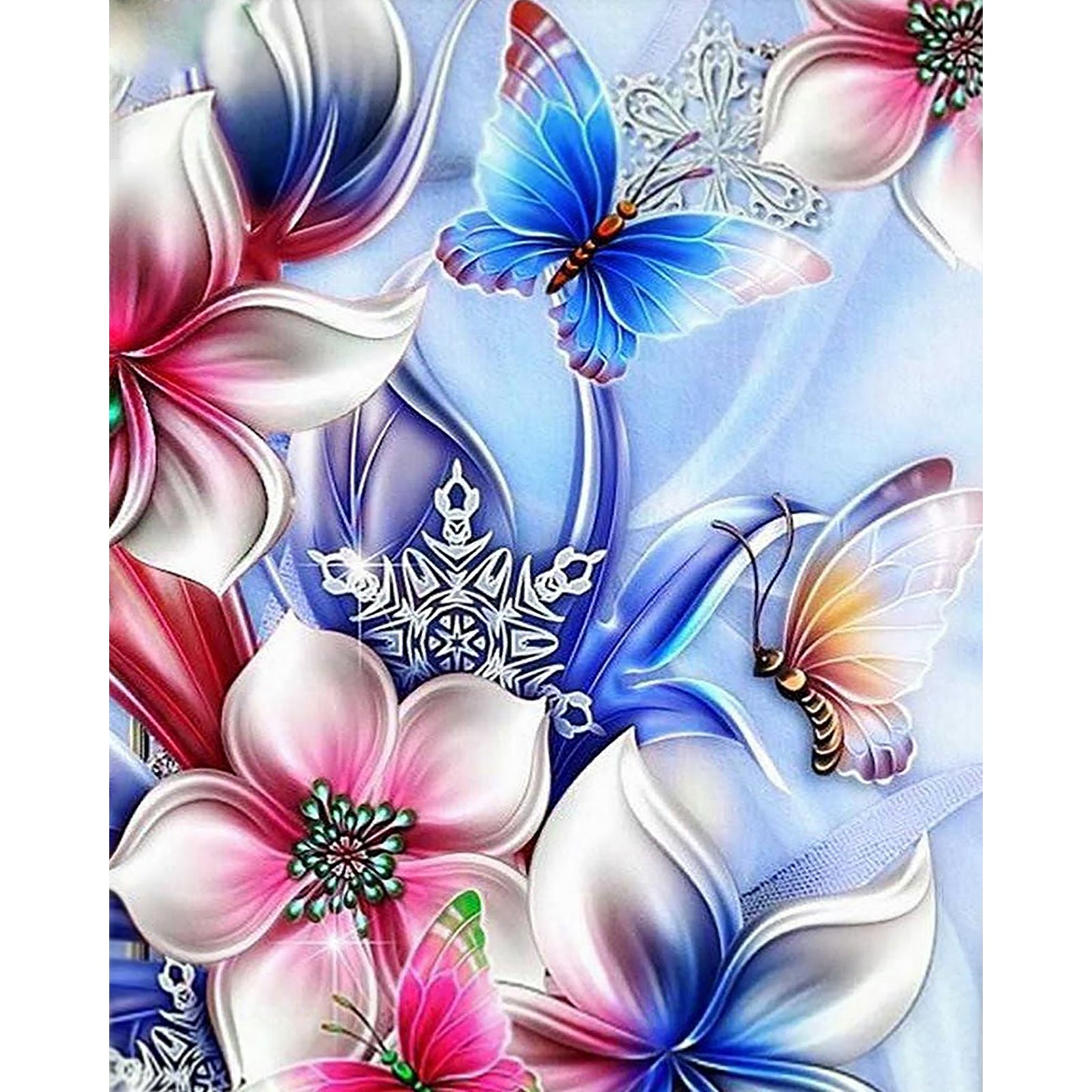 Butterfly Flowers | Diamond Painting Design - Full Drill Diamond Art with 5d Square or Round Diamonds - AB Drills Available