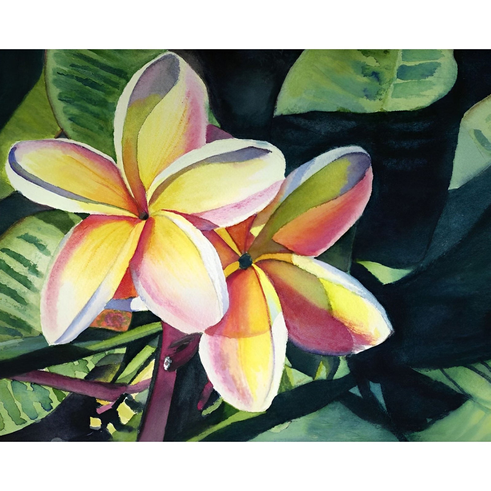 Rainbow Plumeria | Diamond Painting Design - Full Drill Diamond Art with 5d Square or Round Diamonds - AB Drills Available