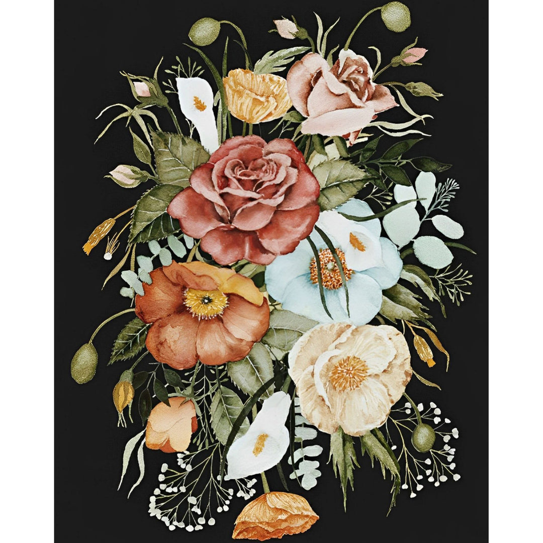 Roses and Poppies Bouquet | Diamond Painting