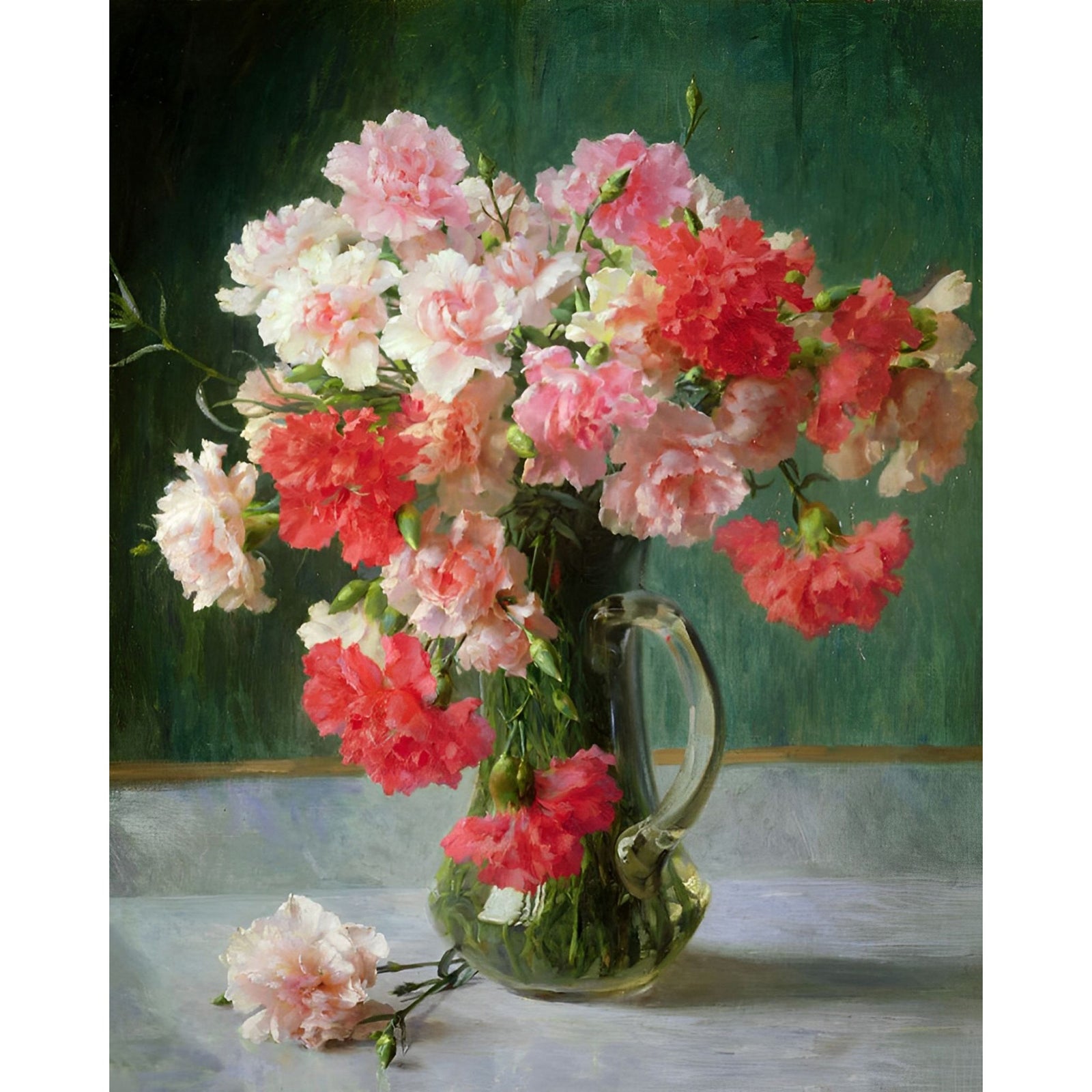 Still life of Carnations | Diamond Painting Design - Full Drill Diamond Art with 5d Square or Round Diamonds - AB Drills Available