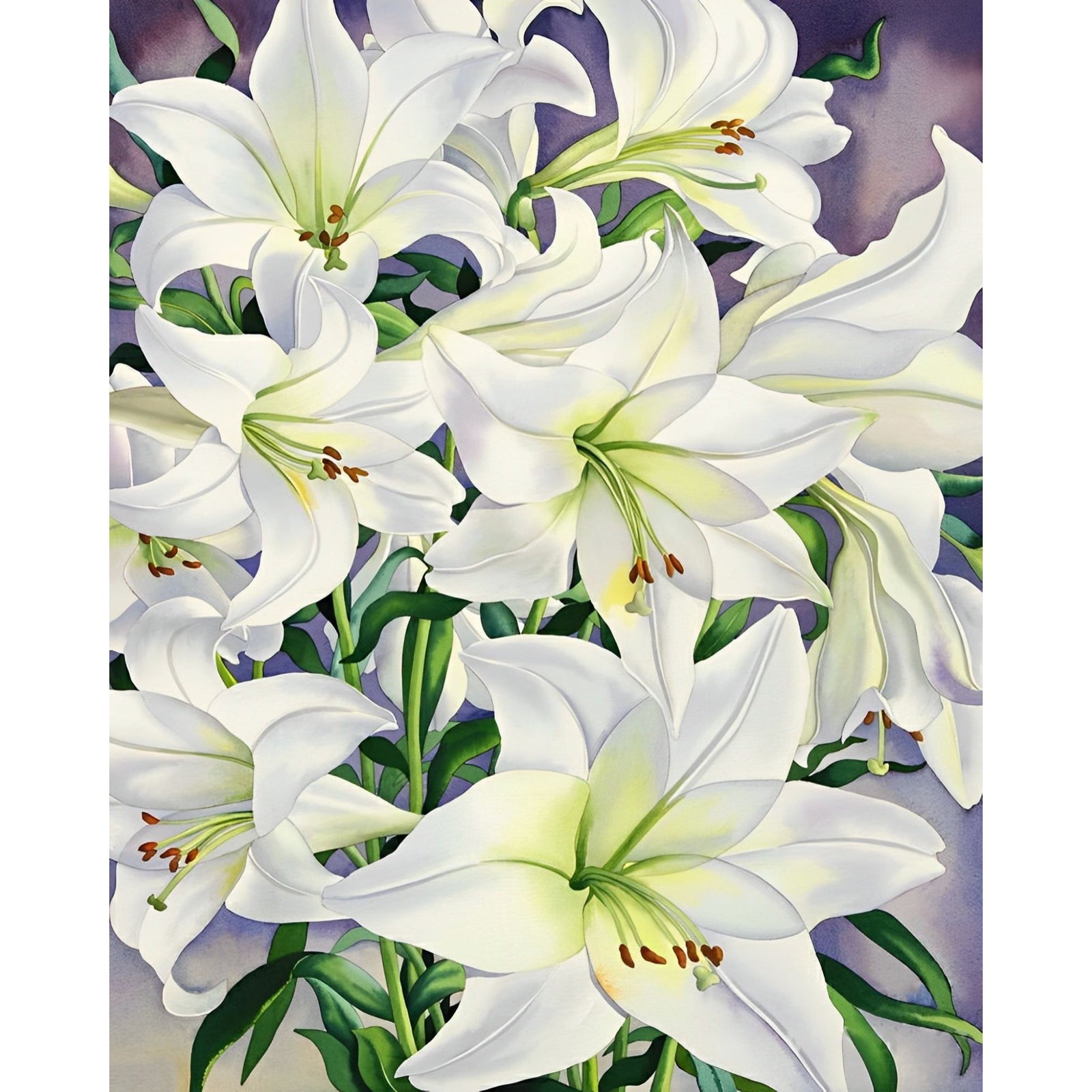 White Lilies | Diamond Painting Design - Full Drill Diamond Art with 5d Square or Round Diamonds - AB Drills Available