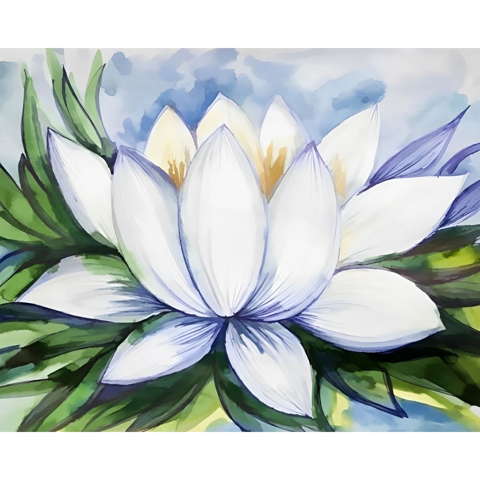 White Lotus Flower | Diamond Painting Design - Full Drill Diamond Art with 5d Square or Round Diamonds - AB Drills Available