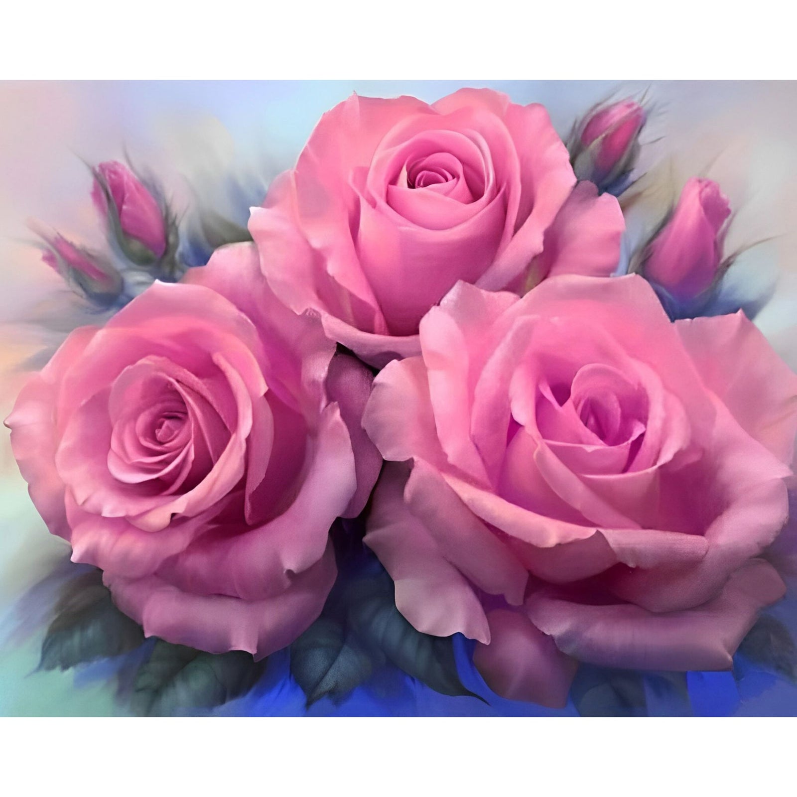 Delicate Pink Roses | Diamond Painting Design - Full Drill Diamond Art with 5d Square or Round Diamonds - AB Drills Available