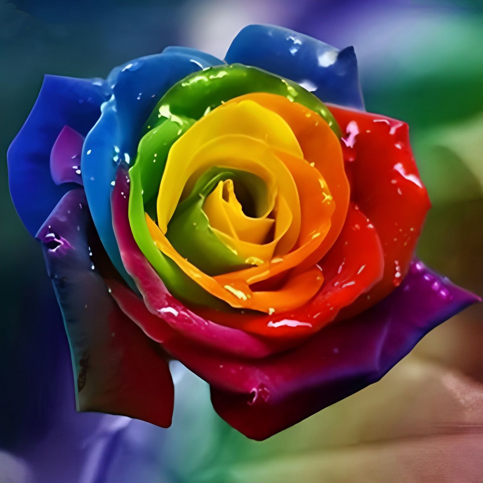 Rainbow Rose | Diamond Painting Design - Full Drill Diamond Art with 5d Square or Round Diamonds - AB Drills Available