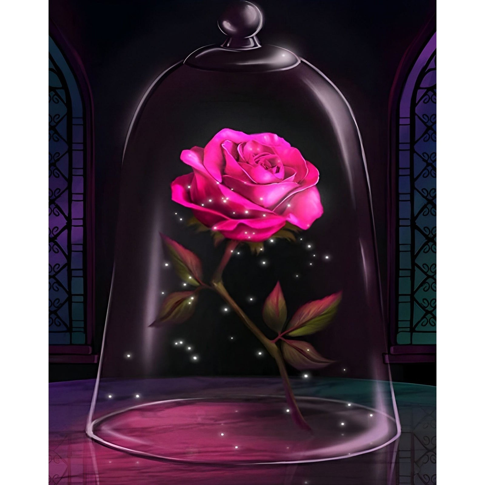 Glass Red Rose Flower | Diamond Painting Design - Full Drill Diamond Art with 5d Square or Round Diamonds - AB Drills Available