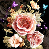 Pink Rose With Butterflies | Diamond Painting Design - Full Drill Diamond Art with 5d Square or Round Diamonds - AB Drills Available