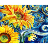 Sunflower Starry Night | Diamond Painting Design - Full Drill Diamond Art with 5d Square or Round Diamonds - AB Drills Available