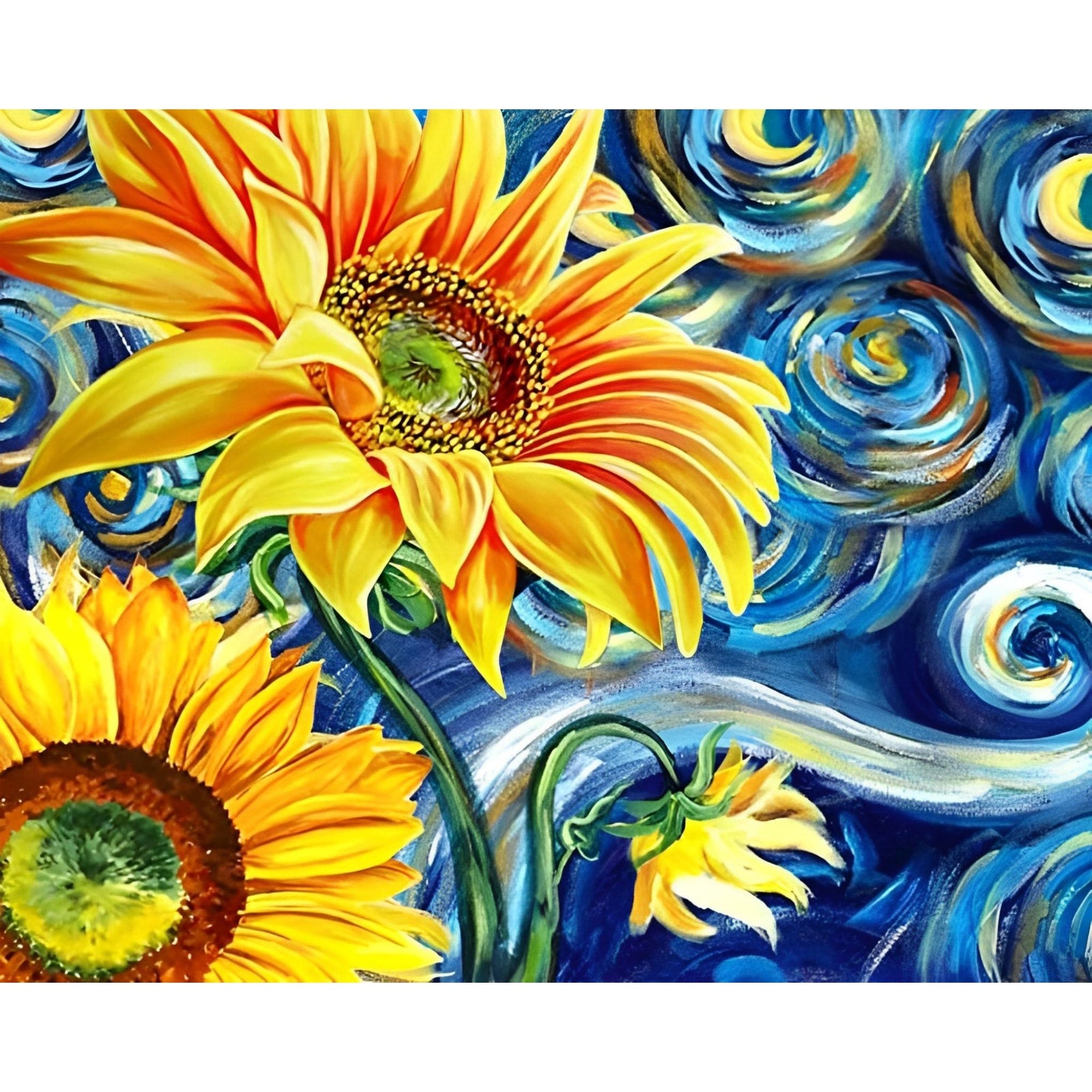 Sunflower Starry Night | Diamond Painting Design - Full Drill Diamond Art with 5d Square or Round Diamonds - AB Drills Available