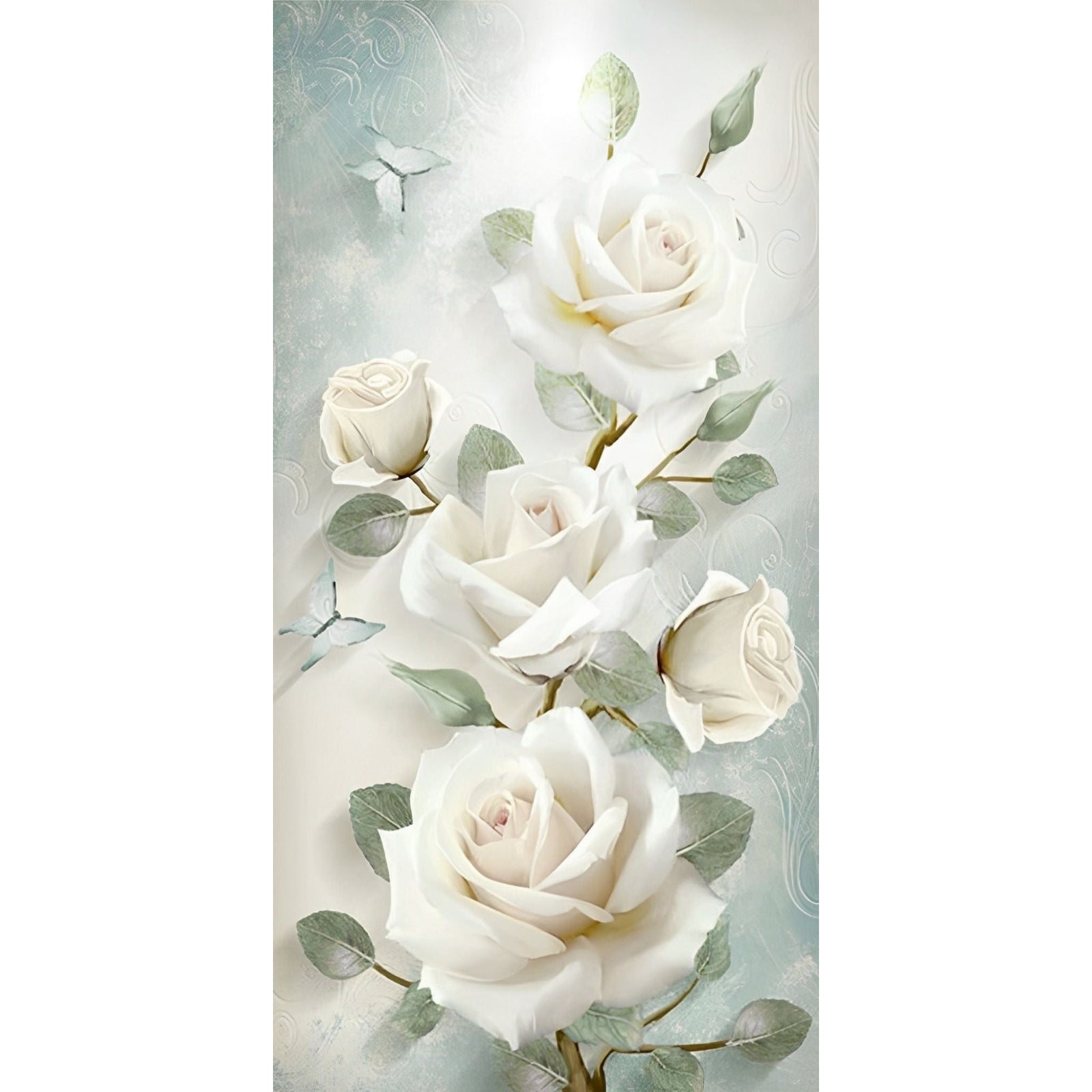 White Rose Flowers | Diamond Painting Design - Full Drill Diamond Art with 5d Square or Round Diamonds - AB Drills Available