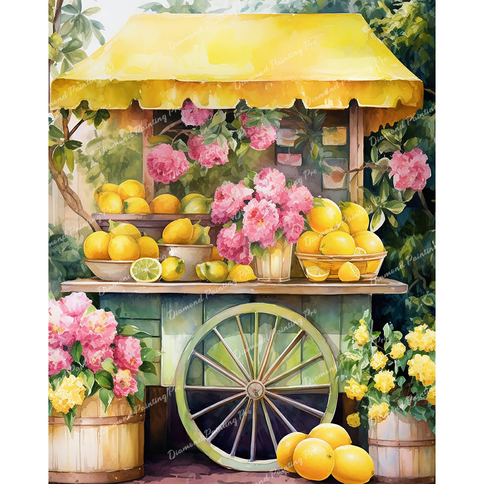 Sunny Lemonade Stand | Diamond Painting Design - Full Drill Diamond Art with 5d Square or Round Diamonds - AB Drills Available