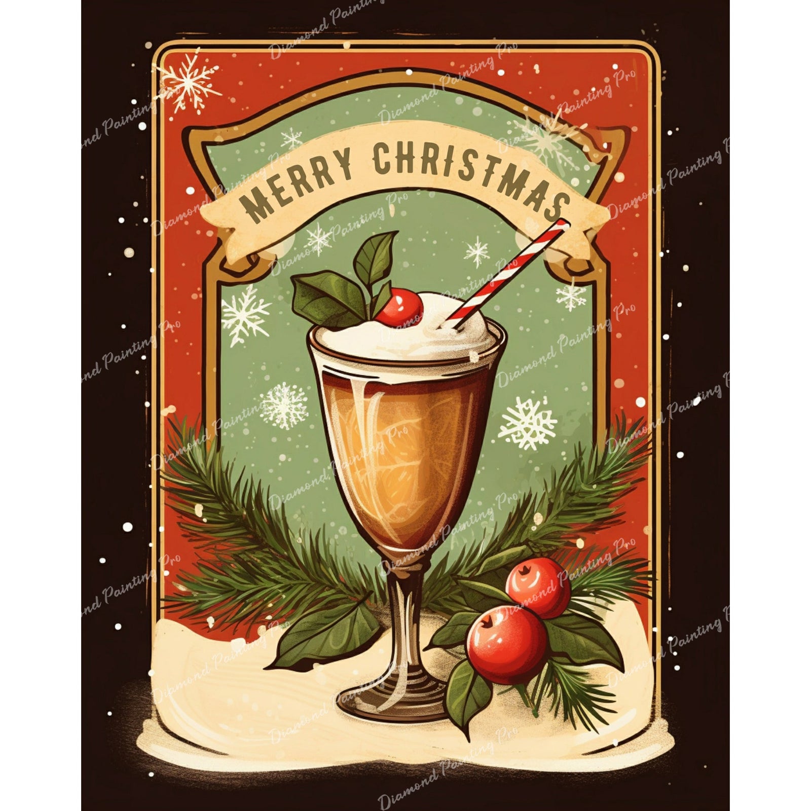 Festive Drink | Diamond Painting Design - Full Drill Diamond Art with 5d Square or Round Diamonds - AB Drills Available