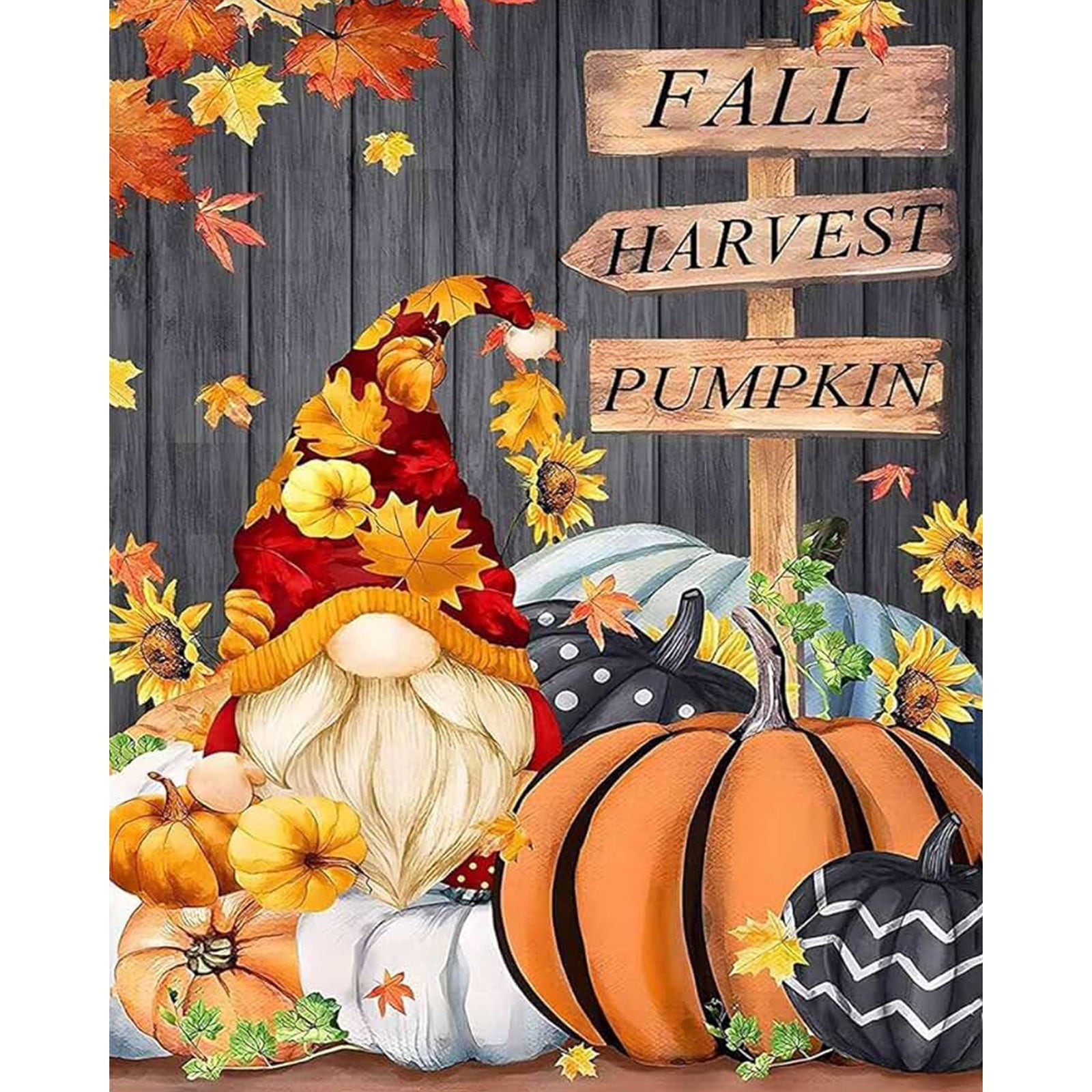 Fall Pumpkin Gnome | Diamond Painting Design - Full Drill Diamond Art with 5d Square or Round Diamonds - AB Drills Available