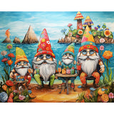 Gnome Beach Party | Diamond Painting Design - Full Drill Diamond Art with 5d Square or Round Diamonds - AB Drills Available