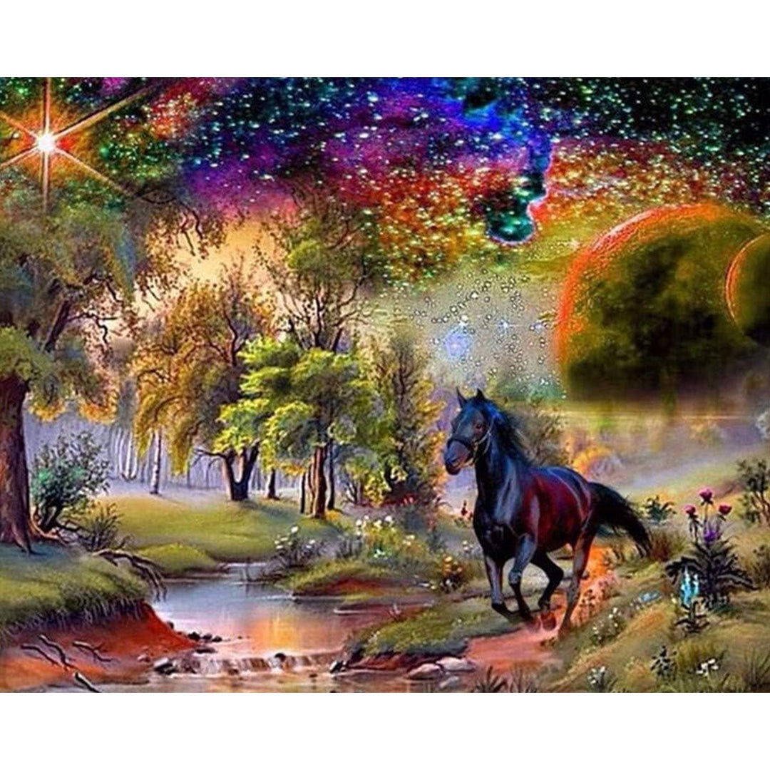 Black Horse Rainbow | Diamond Painting