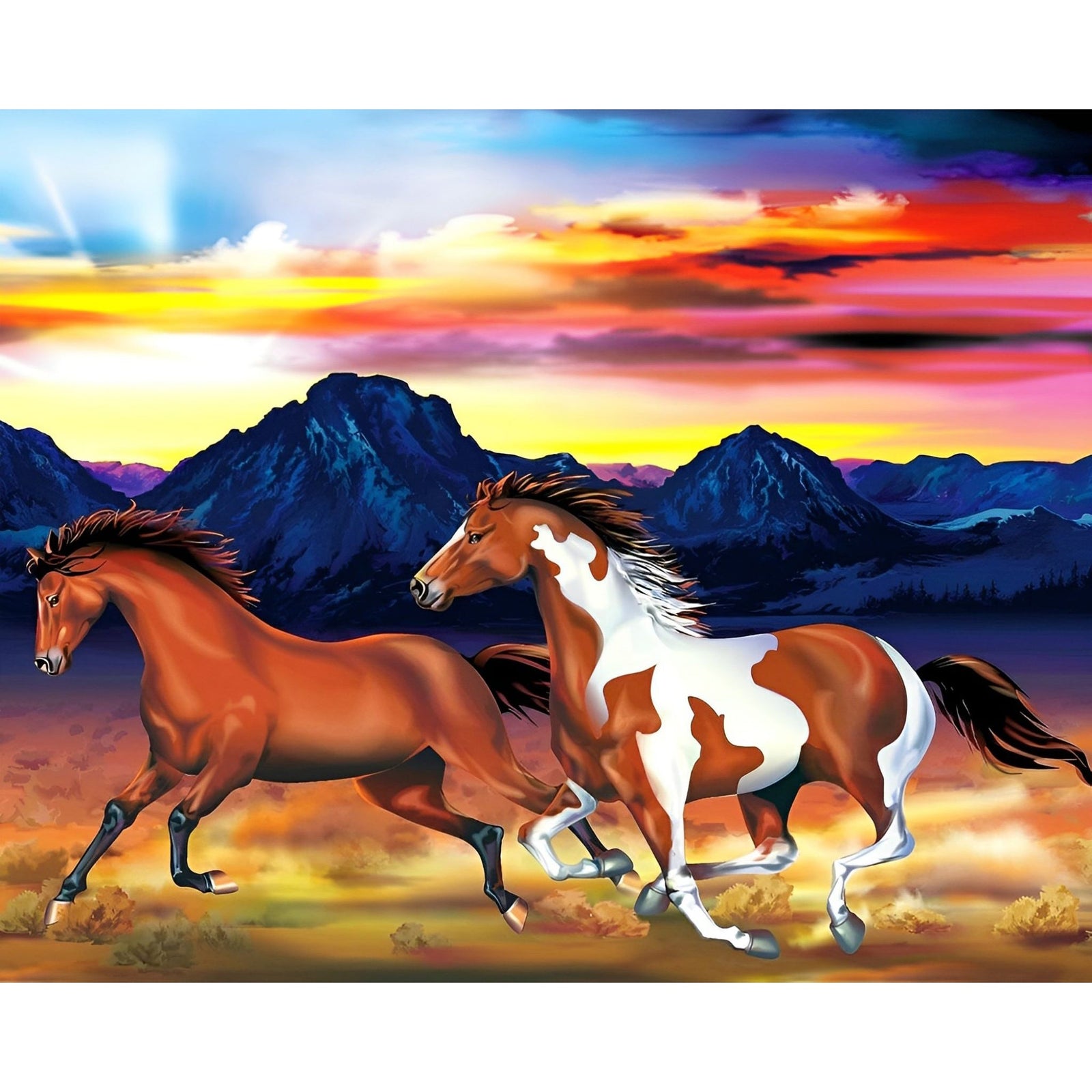 Galloping Across Prairie | Diamond Painting Design - Full Drill Diamond Art with 5d Square or Round Diamonds - AB Drills Available