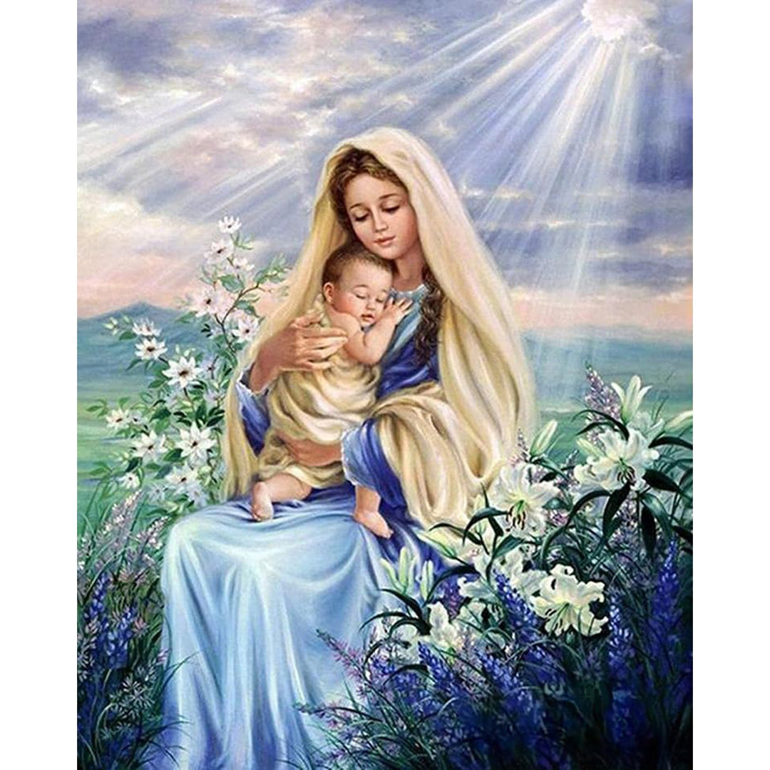 Virgin Mary With Jesus | Diamond Painting