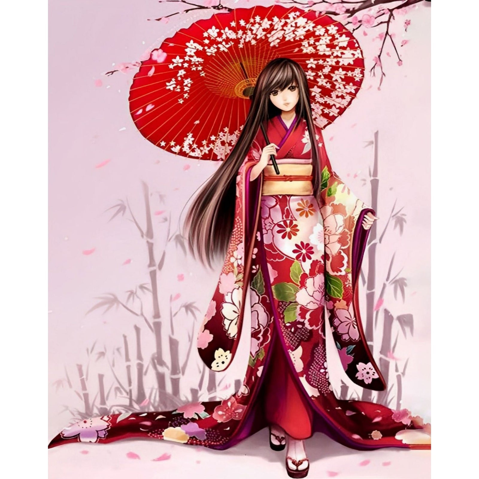 Anime Kimono | Diamond Painting Design - Full Drill Diamond Art with 5d Square or Round Diamonds - AB Drills Available