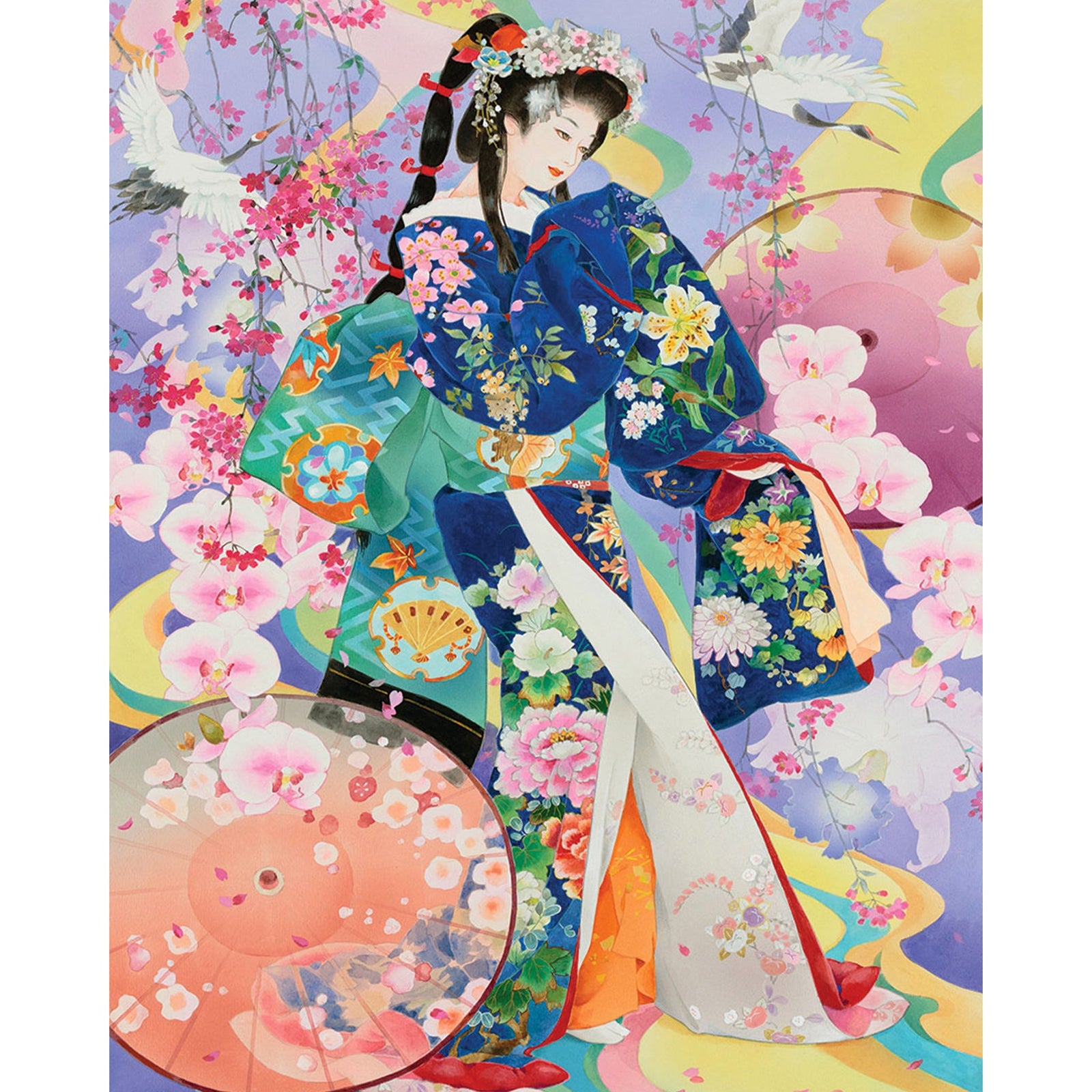 Kimono and Umbrella | Diamond Painting Design - Full Drill Diamond Art with 5d Square or Round Diamonds - AB Drills Available