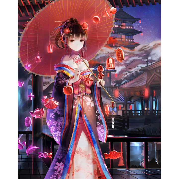 Anime Red Kimono | Diamond Painting