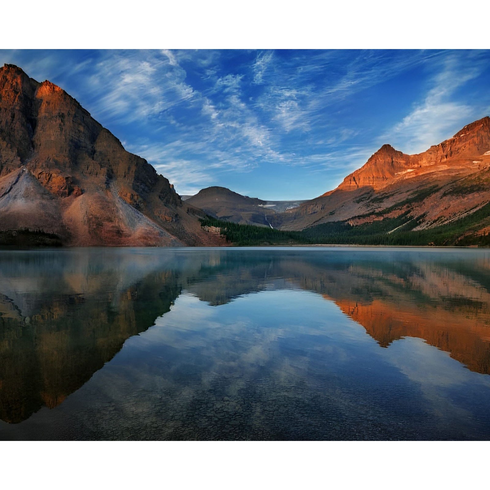 Bow Lake and Reflection in Morning | Diamond Painting Design - Full Drill Diamond Art with 5d Square or Round Diamonds - AB Drills Available