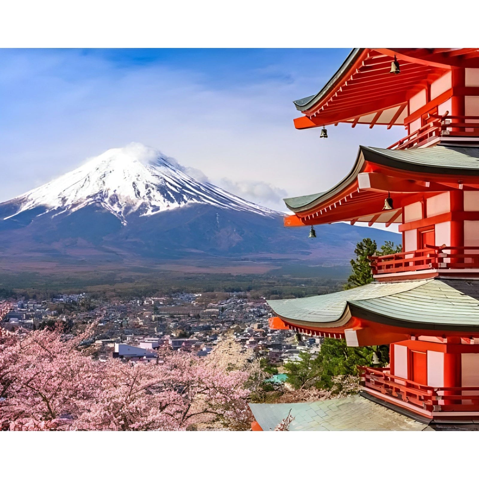 Pagoda by Mount Fuji | Diamond Painting Design - Full Drill Diamond Art with 5d Square or Round Diamonds - AB Drills Available