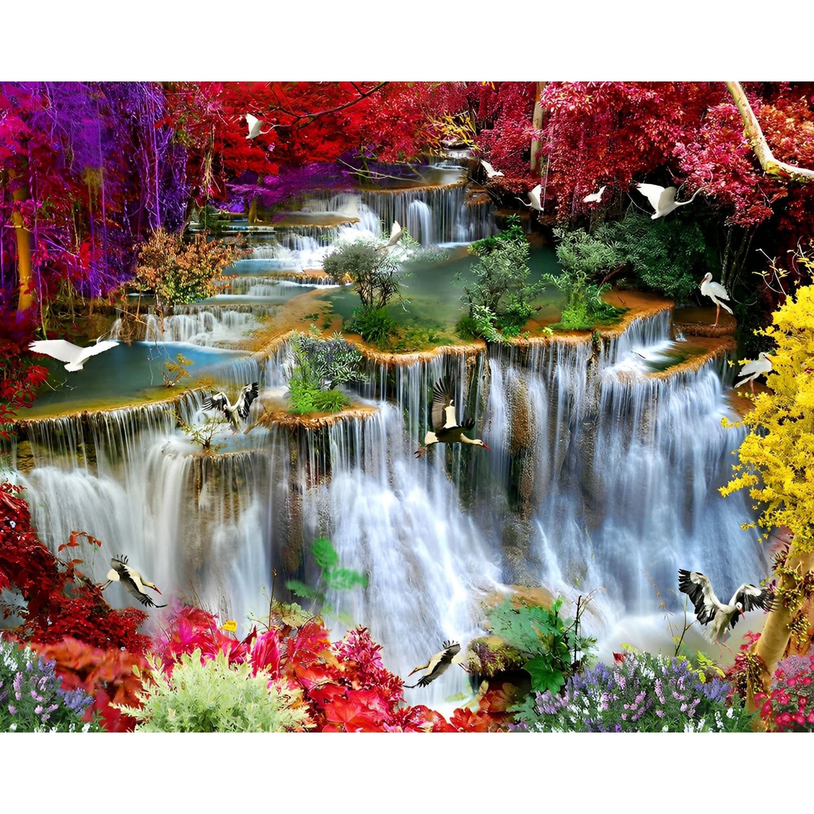 Fairytale Forest with Waterfall | Diamond Painting Design - Full Drill Diamond Art with 5d Square or Round Diamonds - AB Drills Available