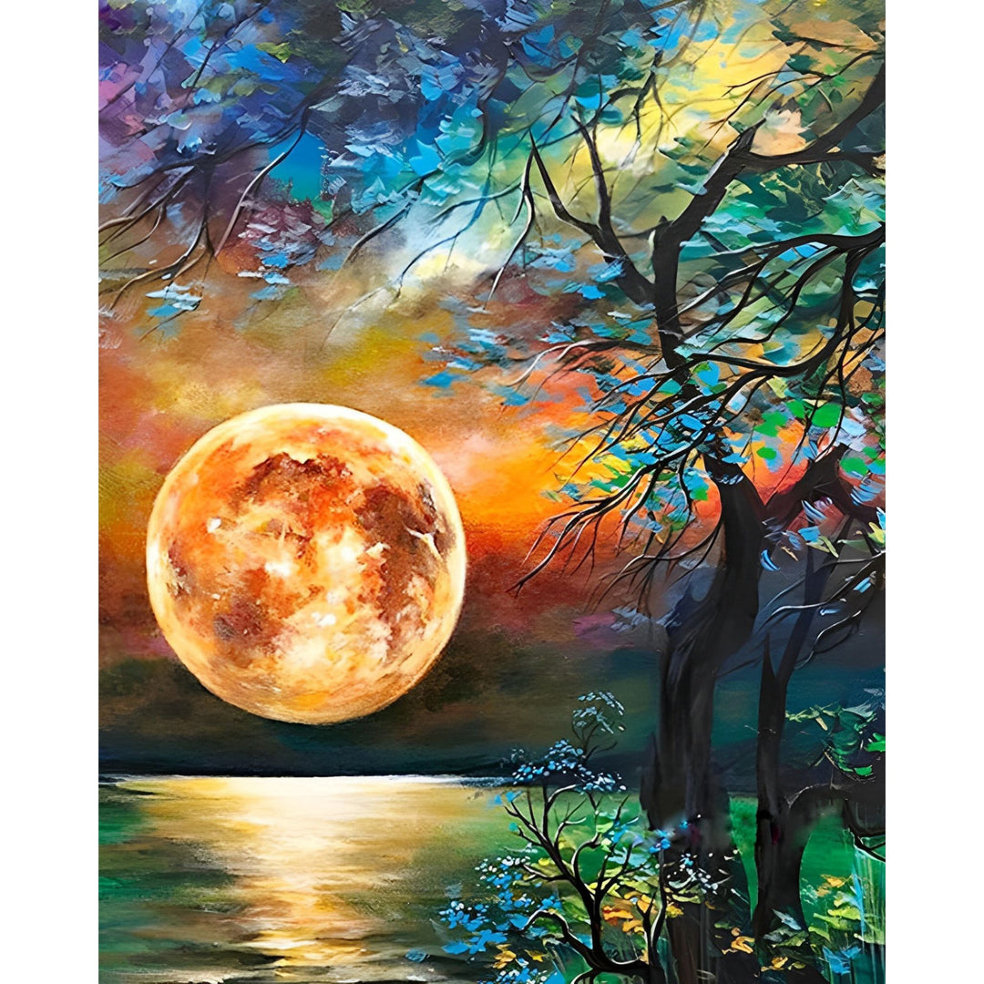 Abstract Moon Tree | Diamond Painting