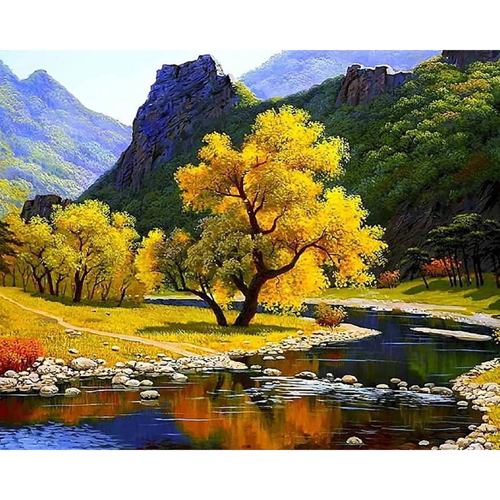 Yellow Trees | Diamond Painting Design - Full Drill Diamond Art with 5d Square or Round Diamonds - AB Drills Available