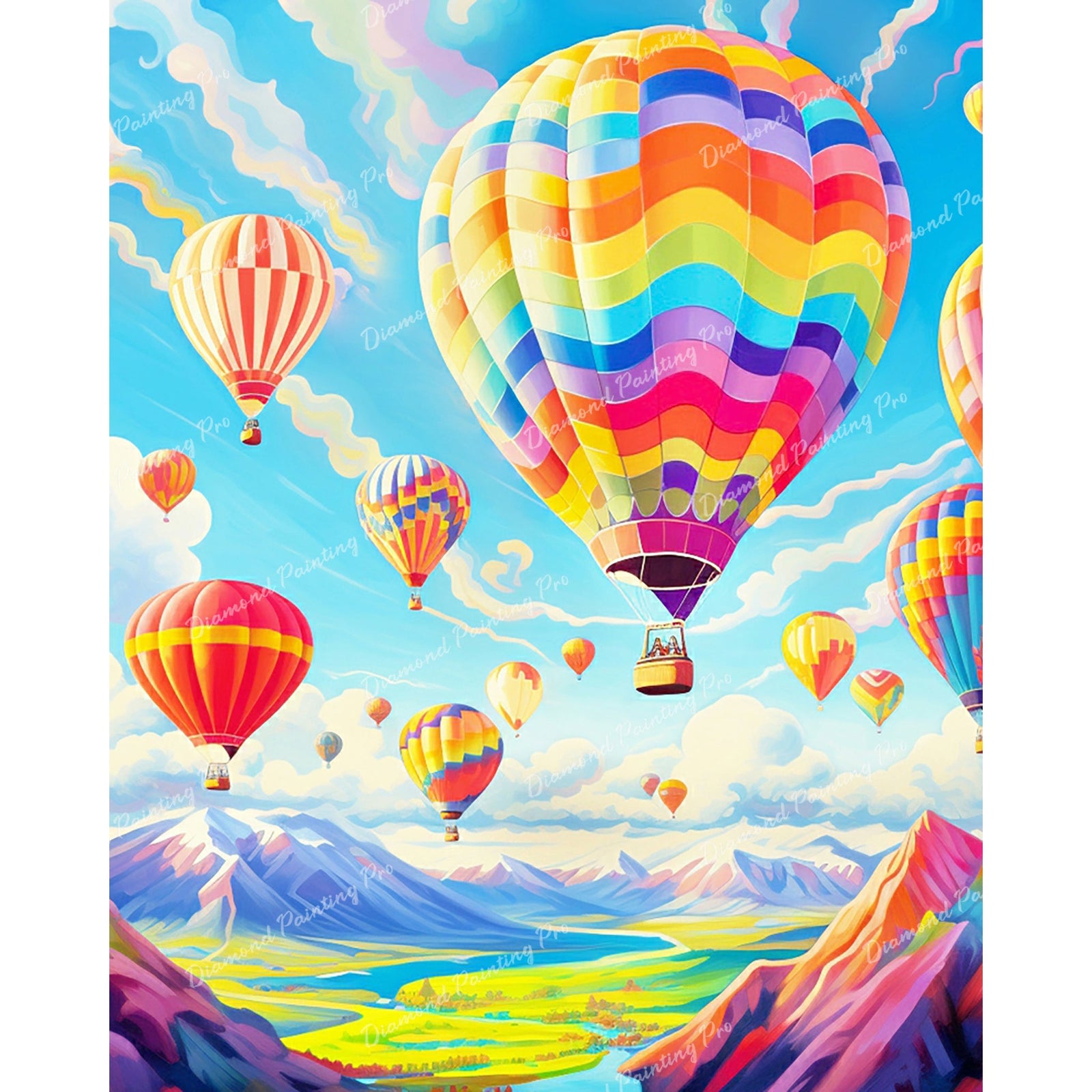 Hot Air Balloon Adventures | Diamond Painting Design - Full Drill Diamond Art with 5d Square or Round Diamonds - AB Drills Available