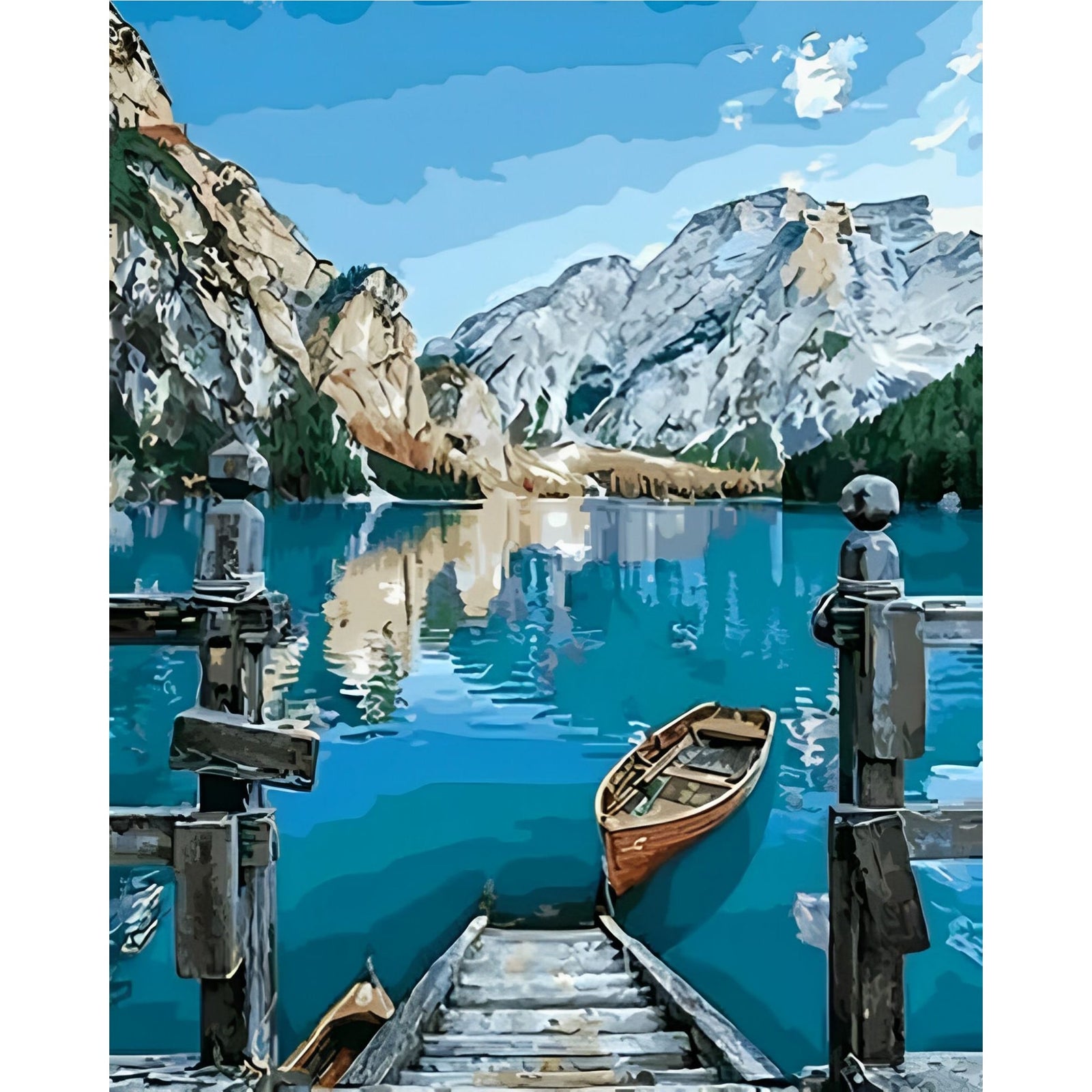 Boat on the Lake | Diamond Painting Design - Full Drill Diamond Art with 5d Square or Round Diamonds - AB Drills Available