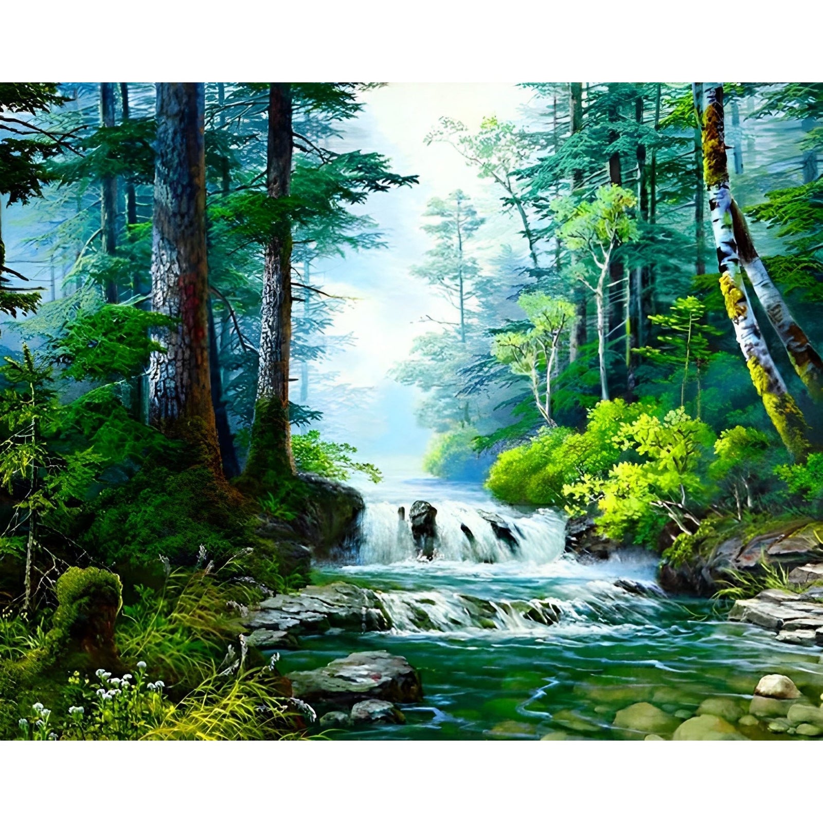 Small Waterfall | Diamond Painting Design - Full Drill Diamond Art with 5d Square or Round Diamonds - AB Drills Available